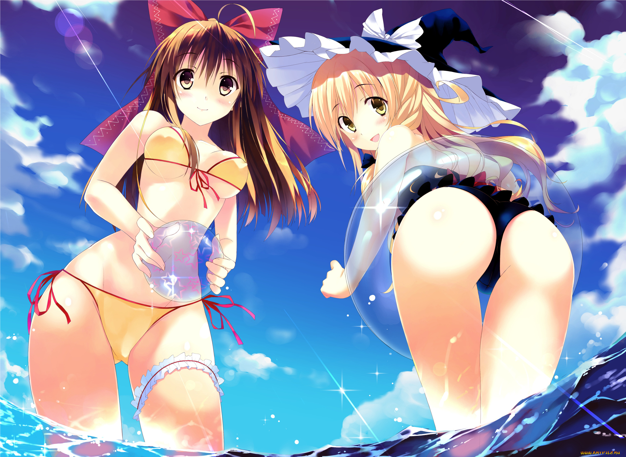 аниме, touhou, hakurei, reimu, bullet, kirisame, marisa