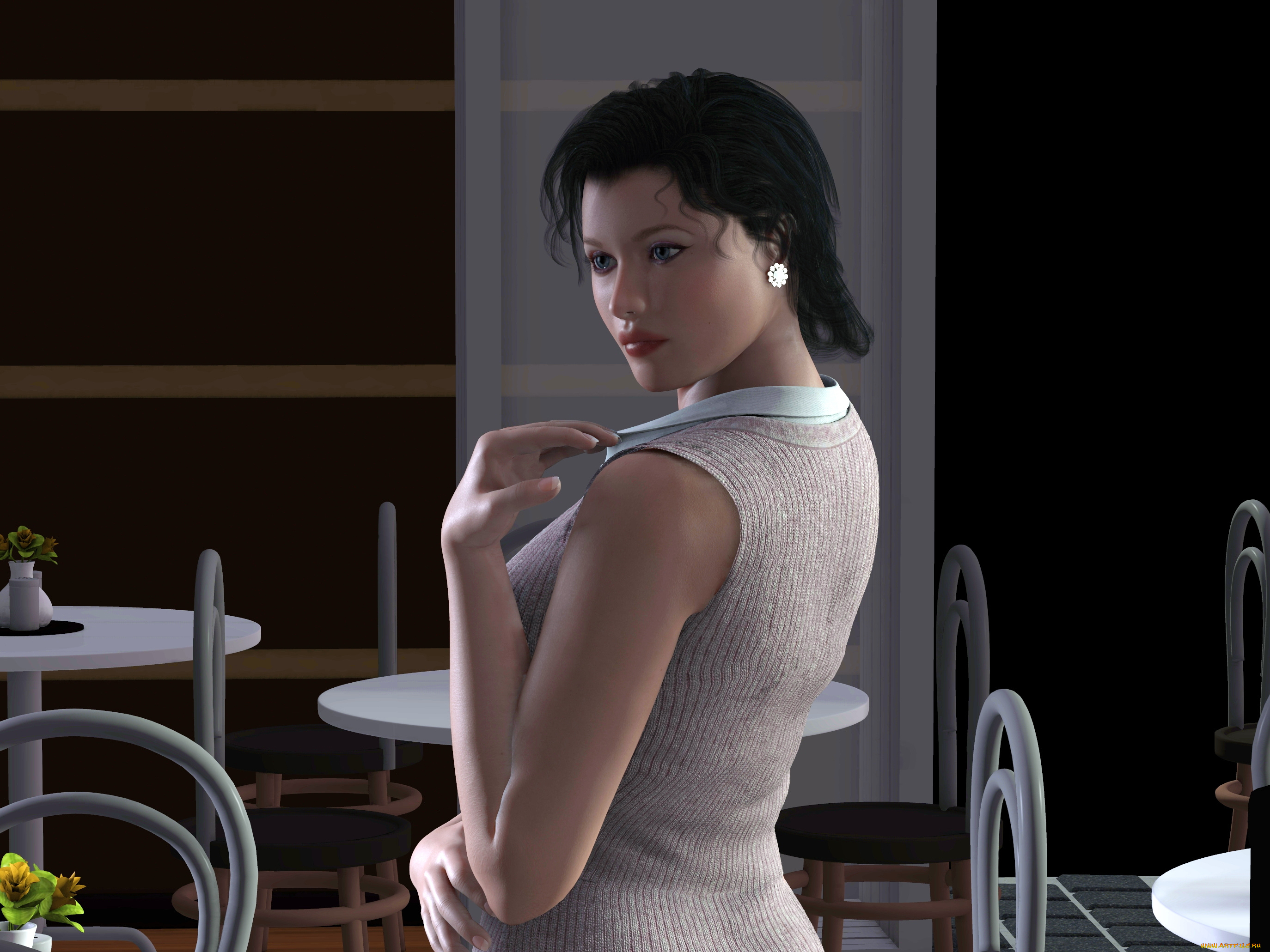 3д, графика, люди, , people, девушка, фон, взгляд