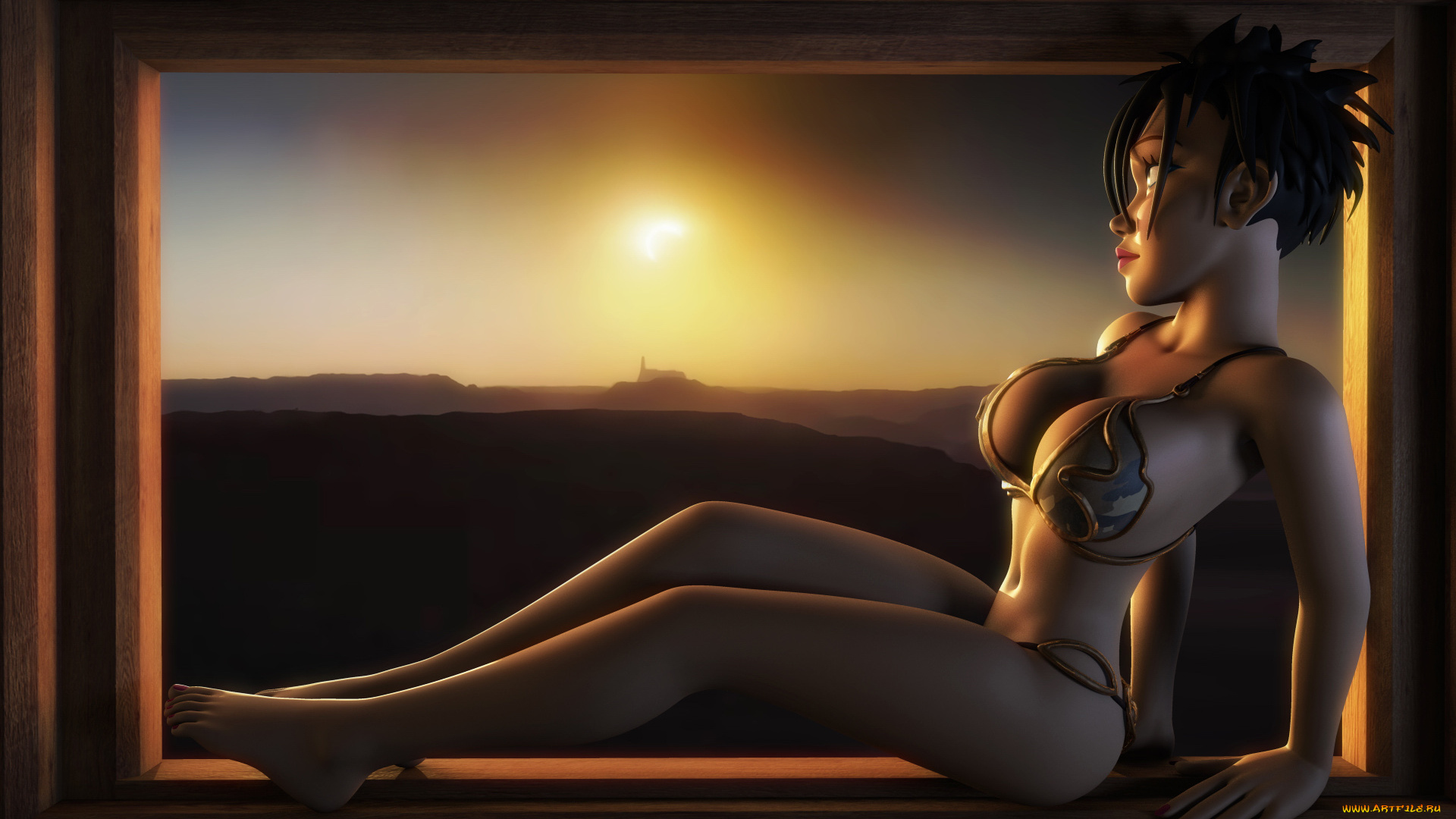 3д, графика, ___, девушка, фон, взгляд