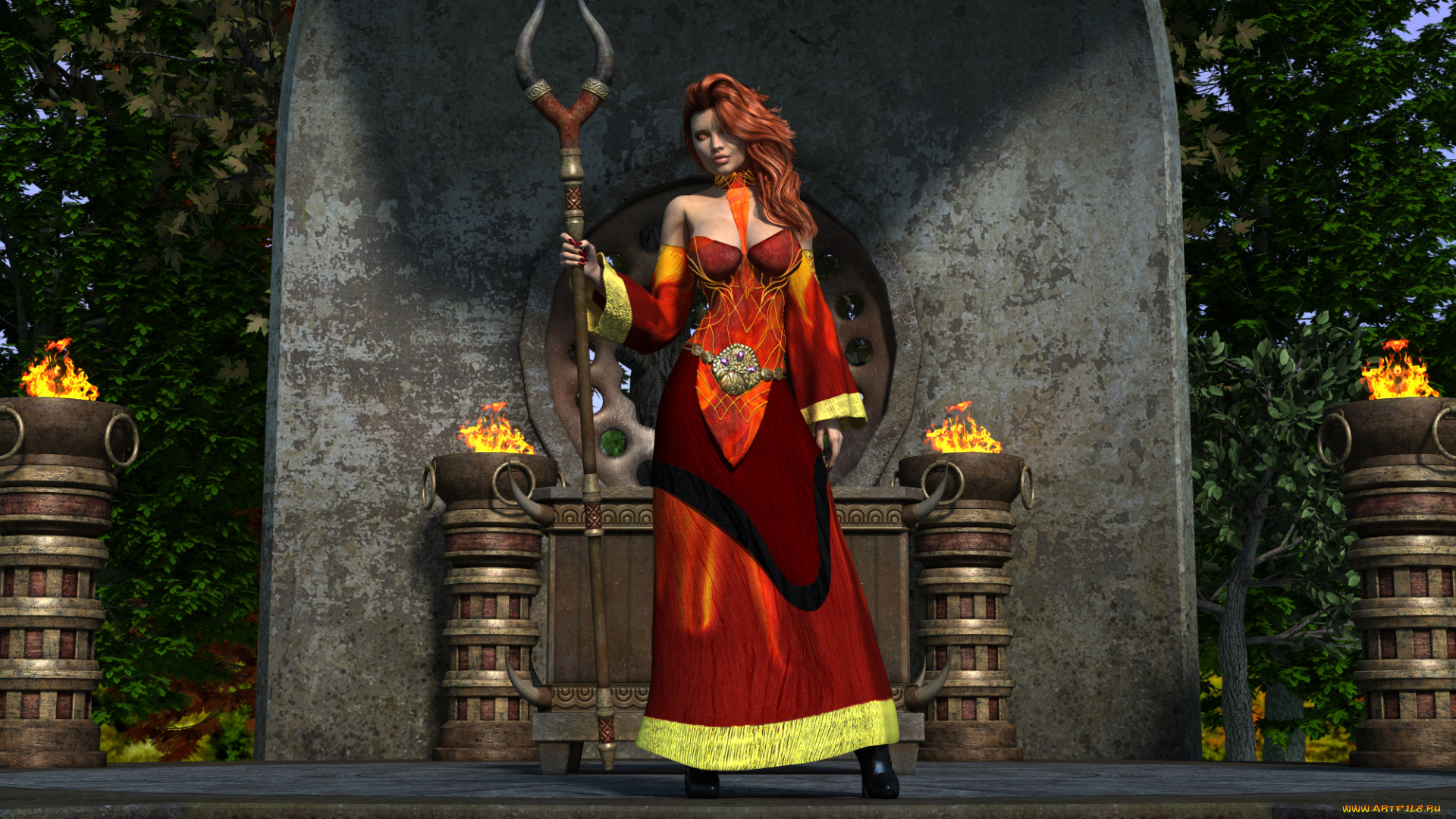 3д, графика, фантазия, , fantasy, фон, взгляд, девушка