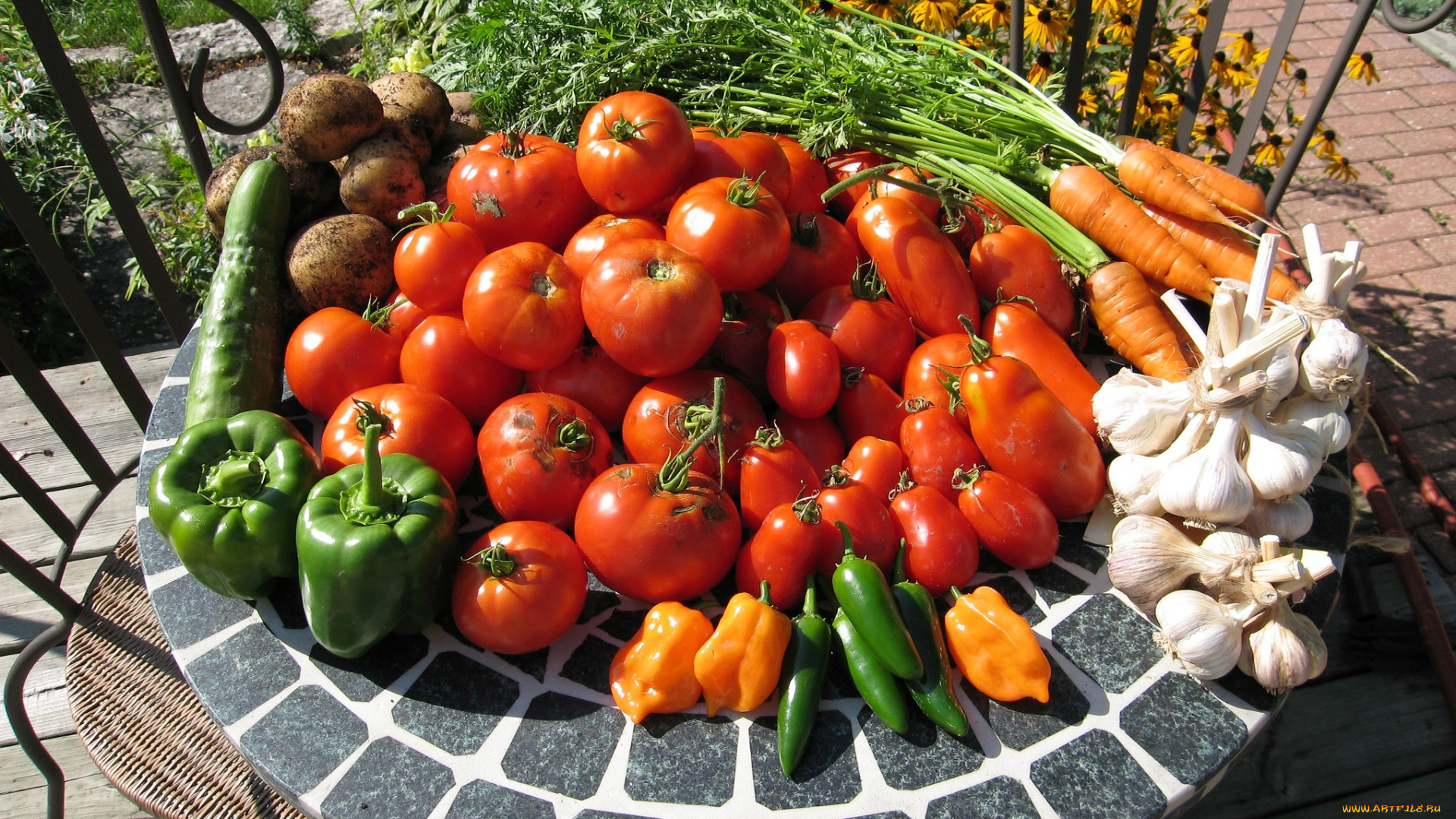 еда, овощи, ассорти, помидоры, томаты