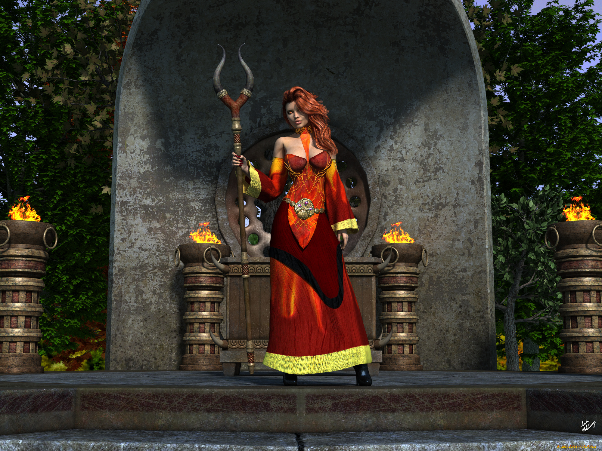 3д, графика, фантазия, , fantasy, фон, взгляд, девушка