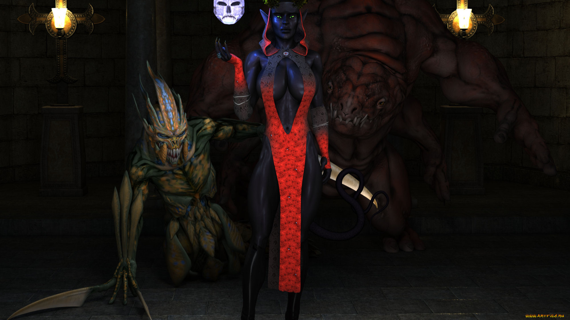 3д, графика, существа, , creatures, фон, взгляд, девушка