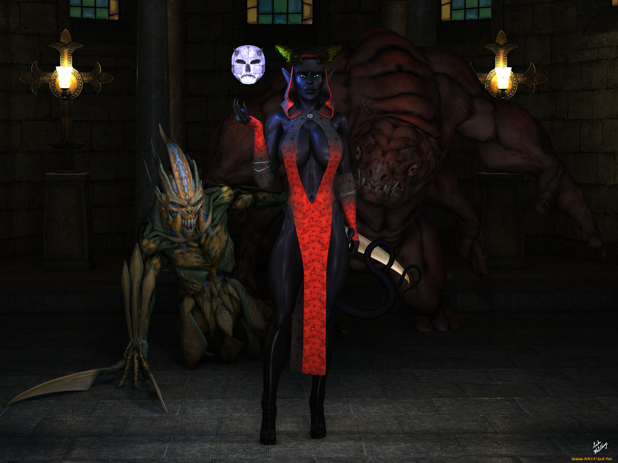 3д, графика, существа, , creatures, фон, взгляд, девушка