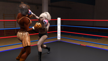 Картинка 3д+графика спорт+ sport фон взгляд девушки бокс ринг