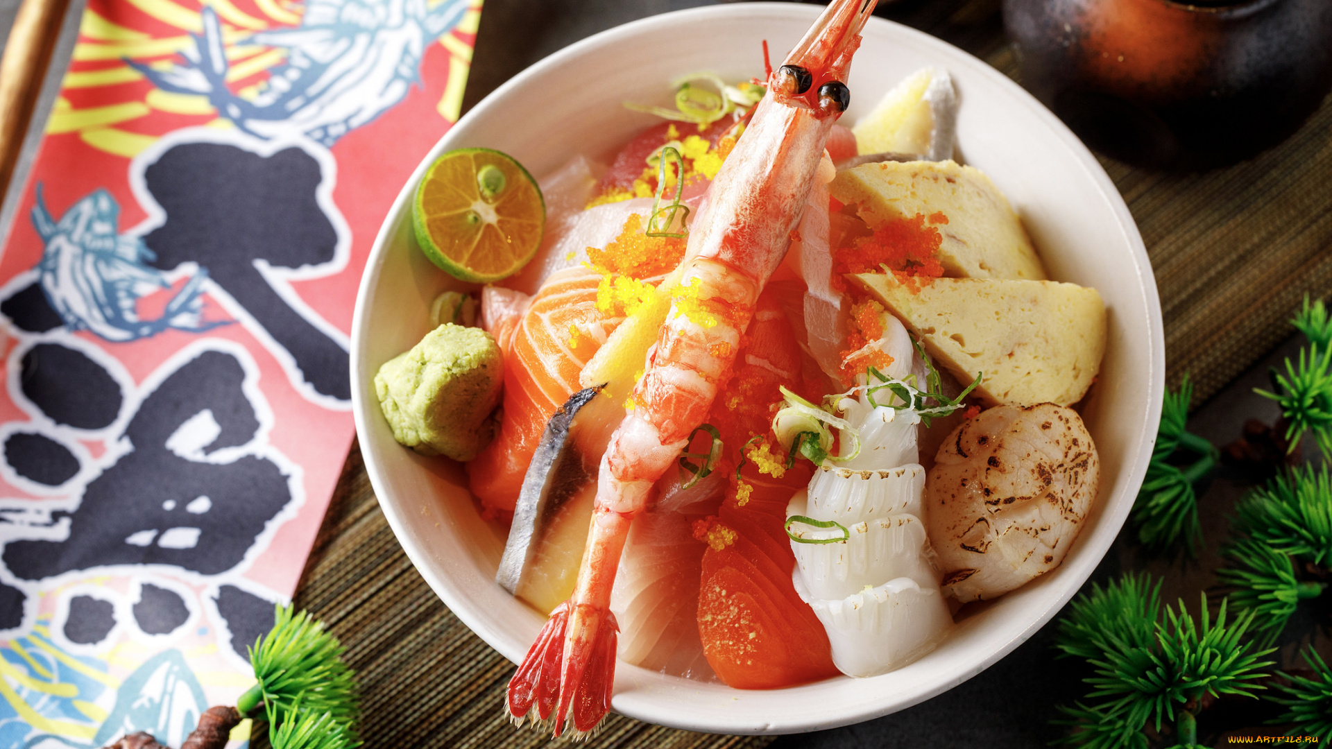 еда, рыбные, блюда, , с, морепродуктами, снедь