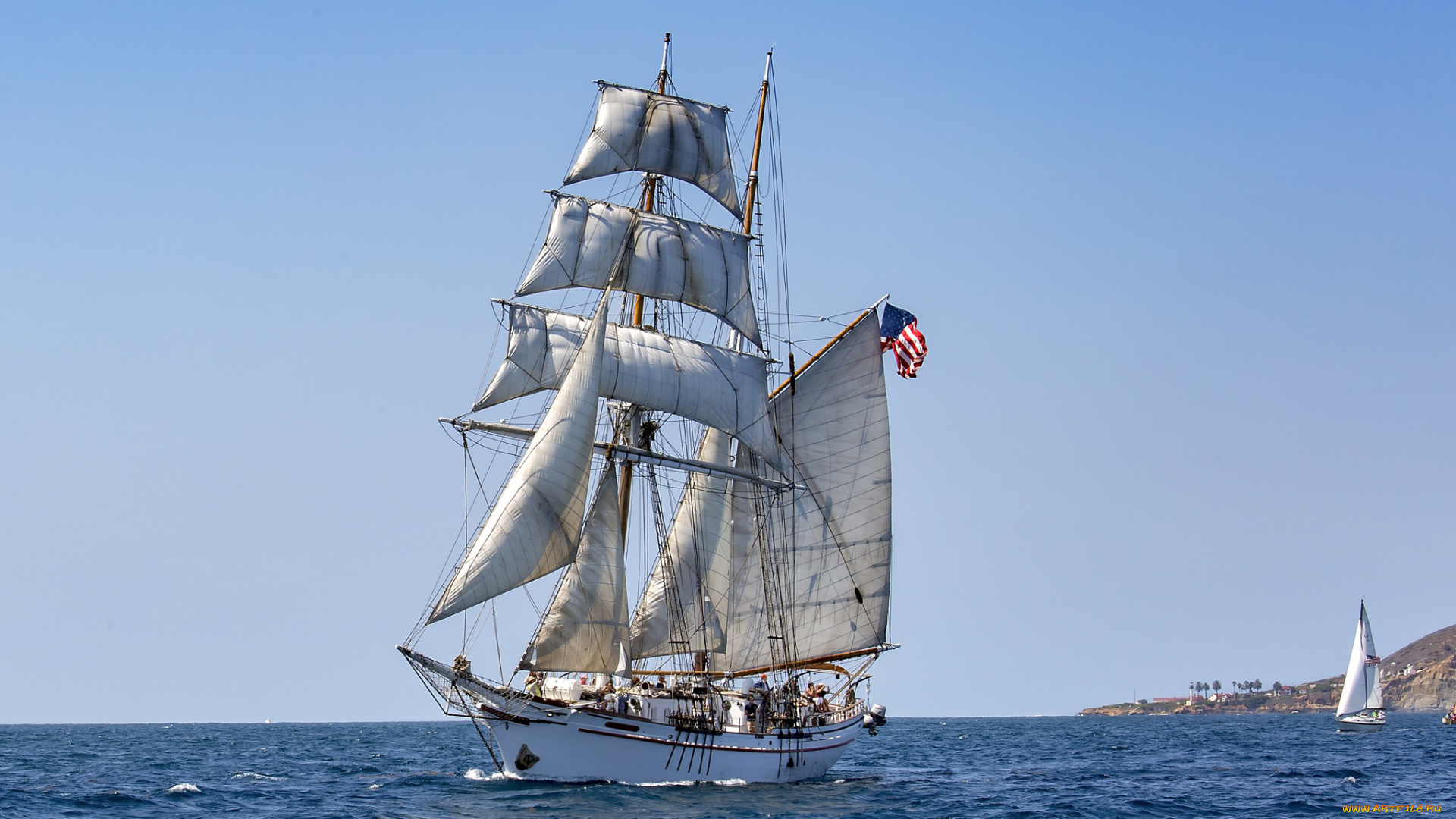 корабли, парусники, паруса, мачты