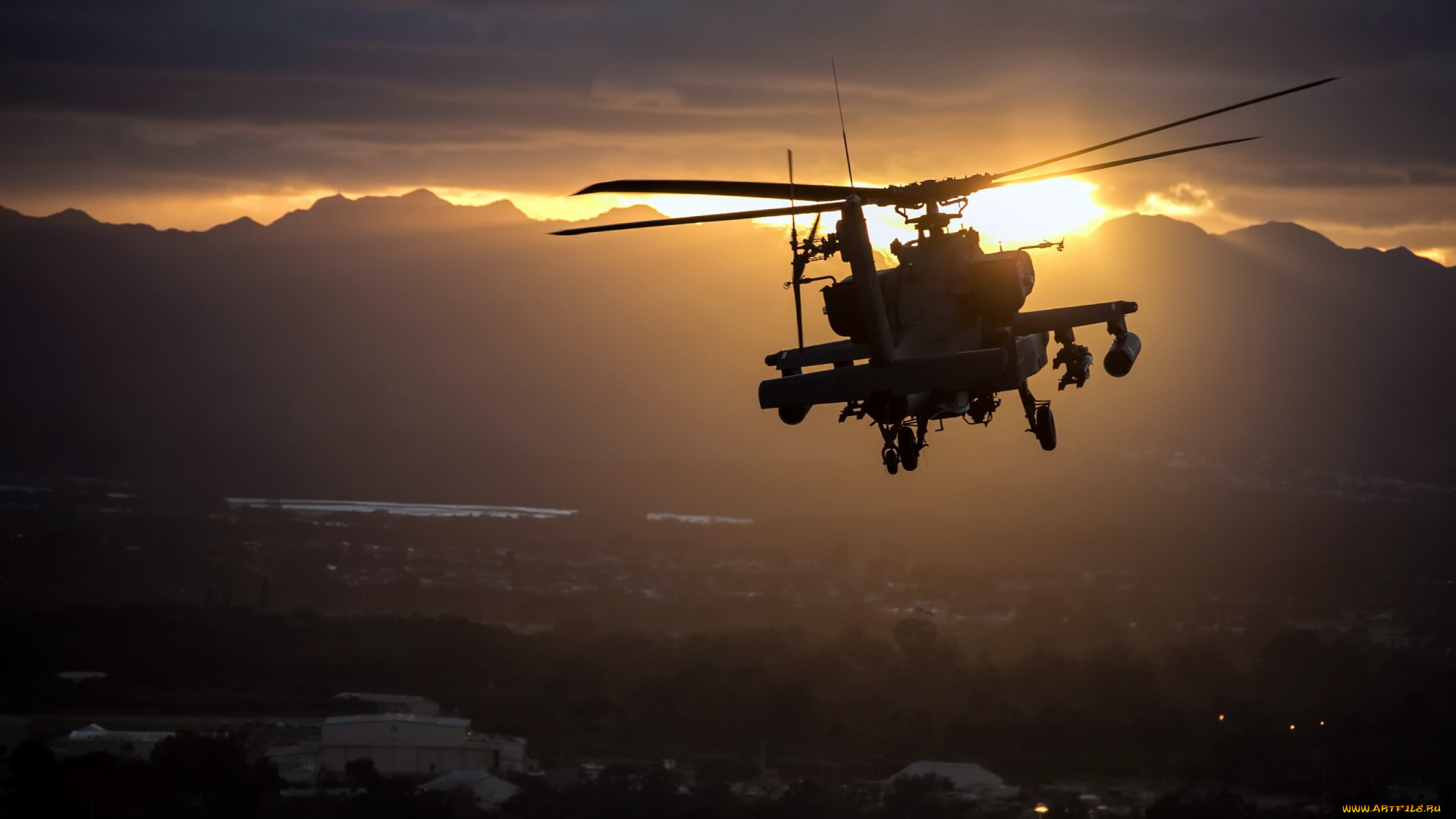 mcdonnell, douglas, ah-64, apache, авиация, вертолёты, ударный, вертолет, американский, военные, вертолеты, закат, ввс, сша, небо