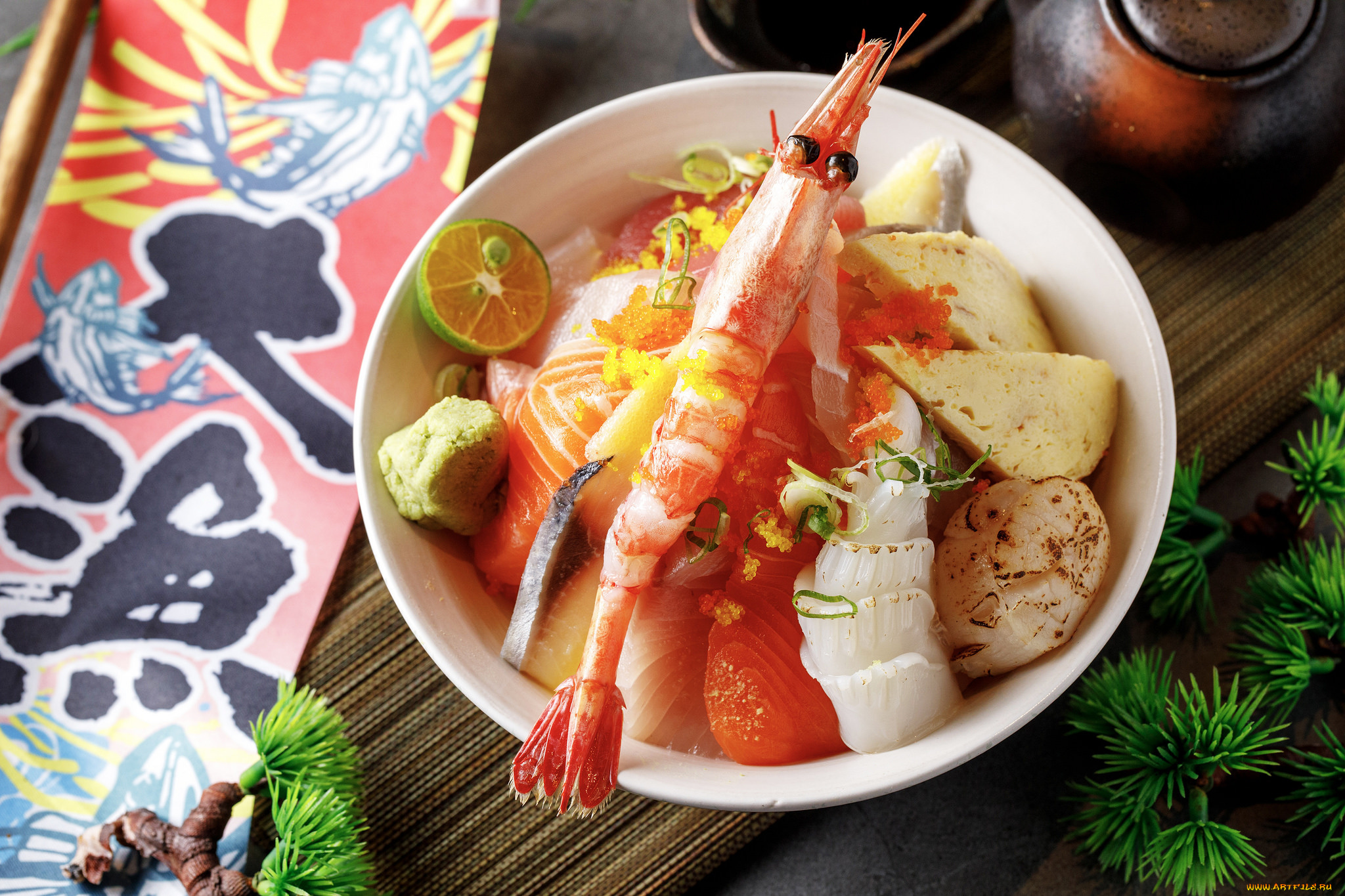 еда, рыбные, блюда, , с, морепродуктами, снедь