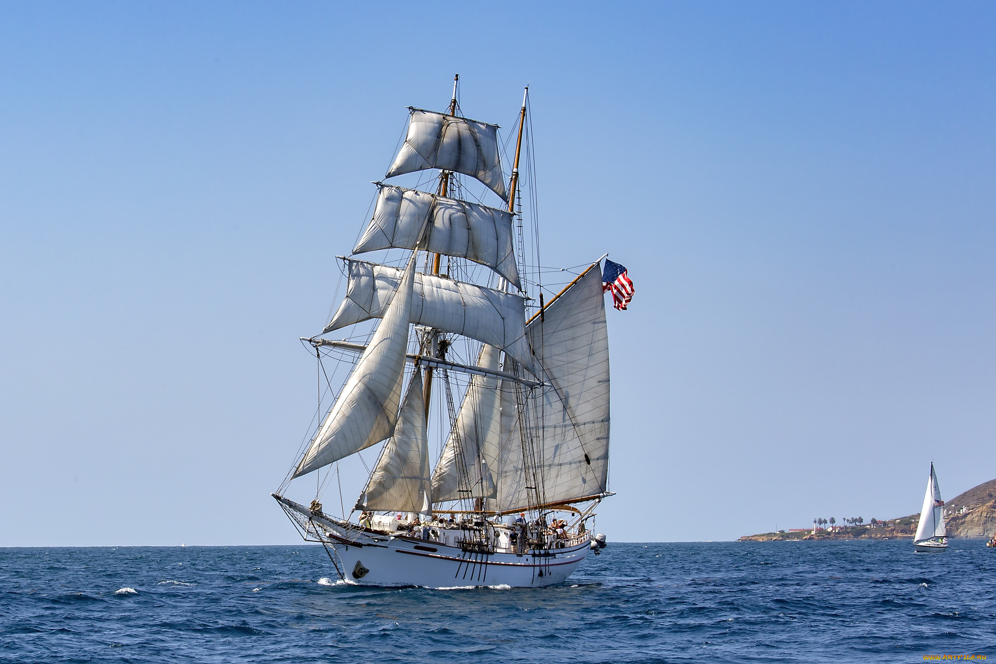 корабли, парусники, паруса, мачты