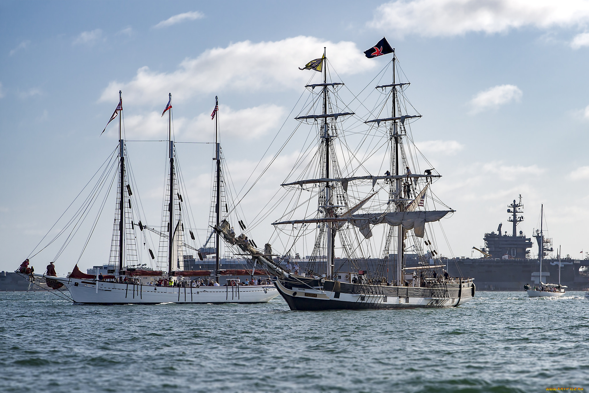 корабли, парусники, паруса, мачты