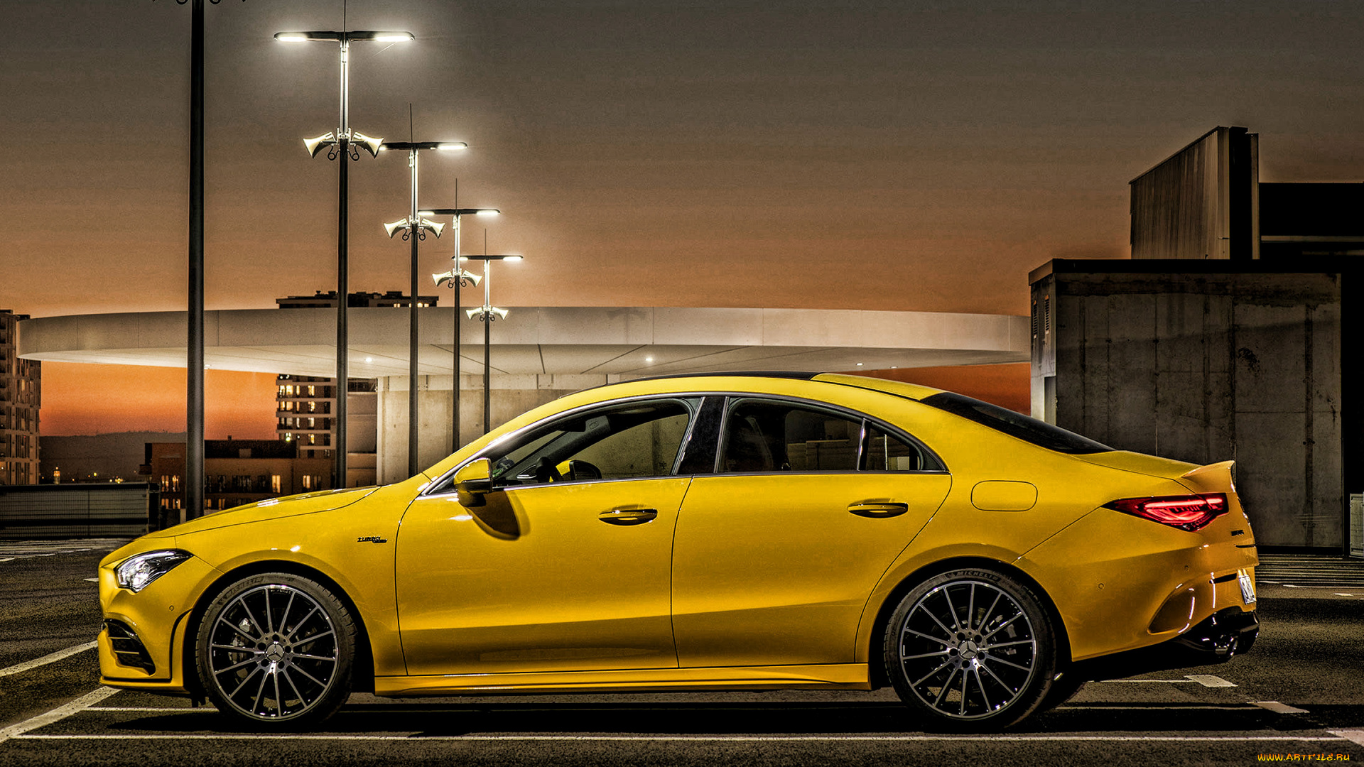 2020, mercedes-amg, cla35, автомобили, mercedes-benz, новая, модель, вид, сбоку, экстерьер, седан, желтый, немецкие, mercedes, amg, cla, 35