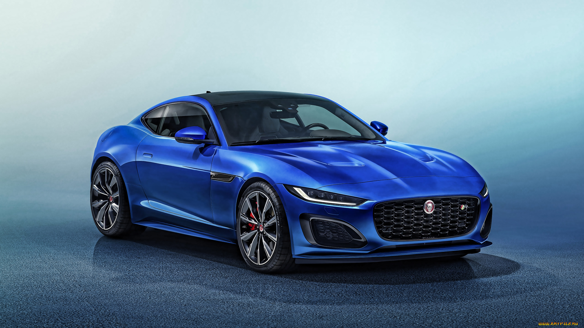 2021, jaguar, f-type, coupe, автомобили, jaguar, экстерьер, вид, спереди, f-type, coupe, британские, спортивный, купе, синий, новый