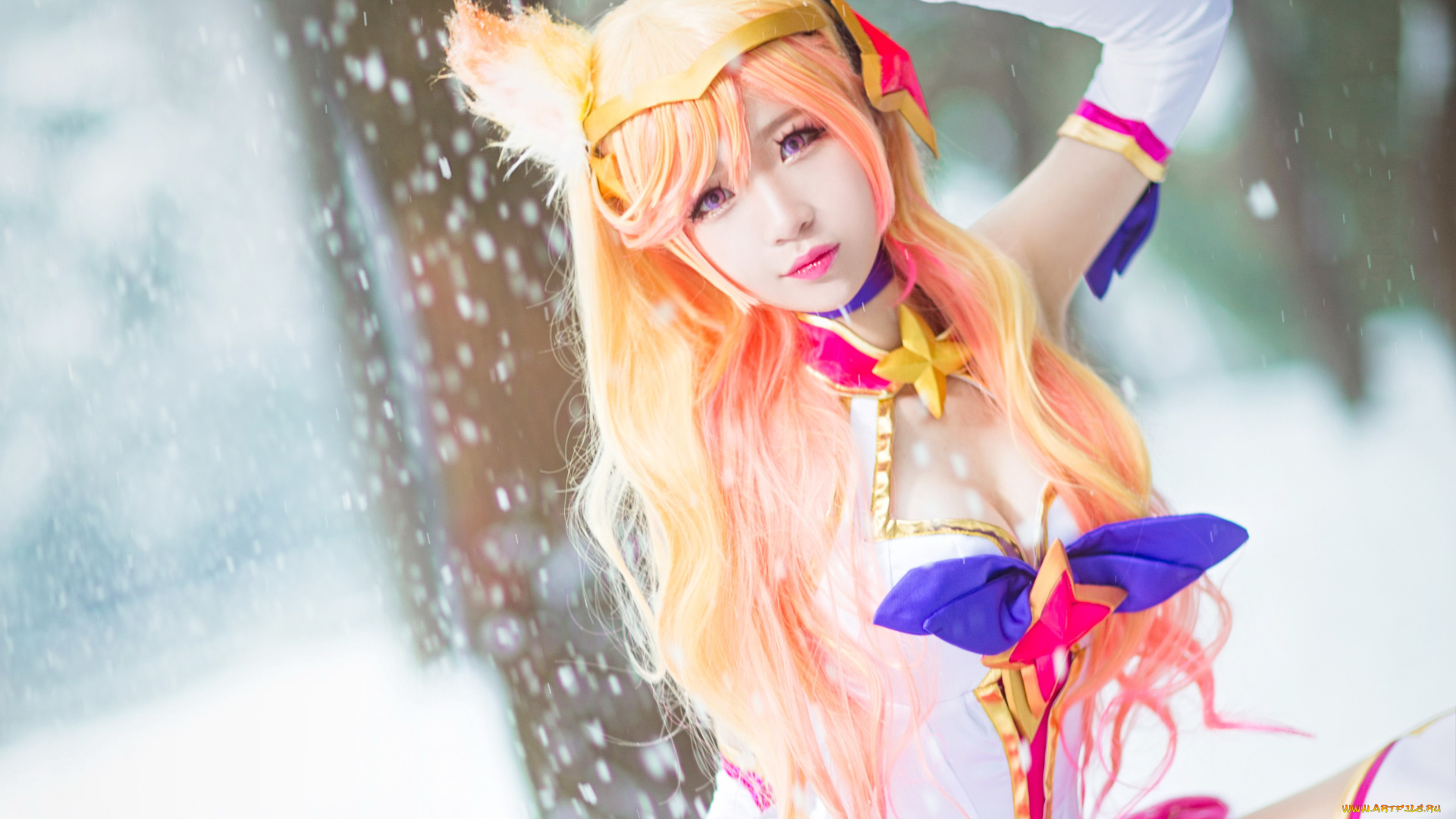 девушки, dong, dong, guai, костюм, лес, снег