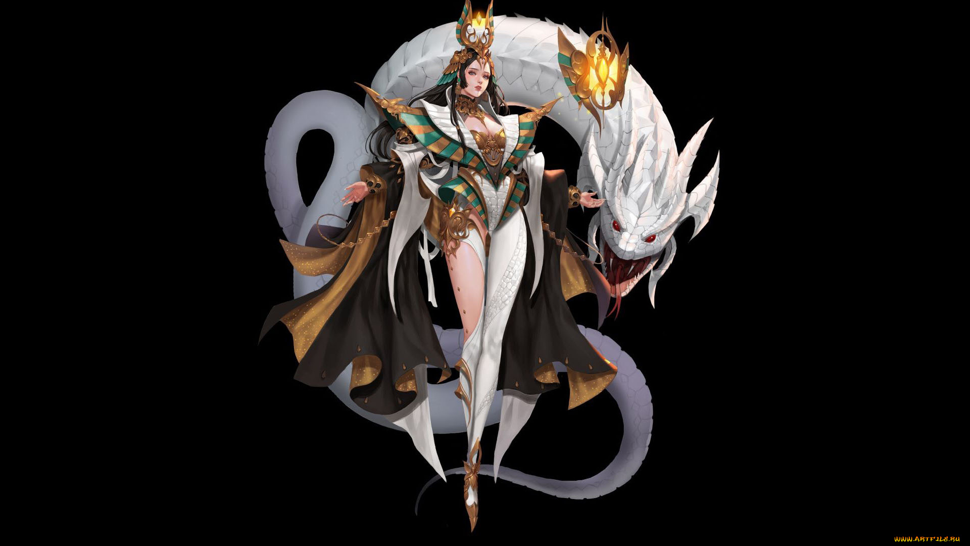 фэнтези, красавицы, и, чудовища, девушка, дракон