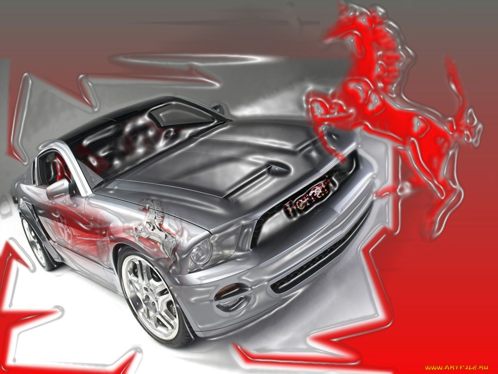 mustang, автомобили, 3д