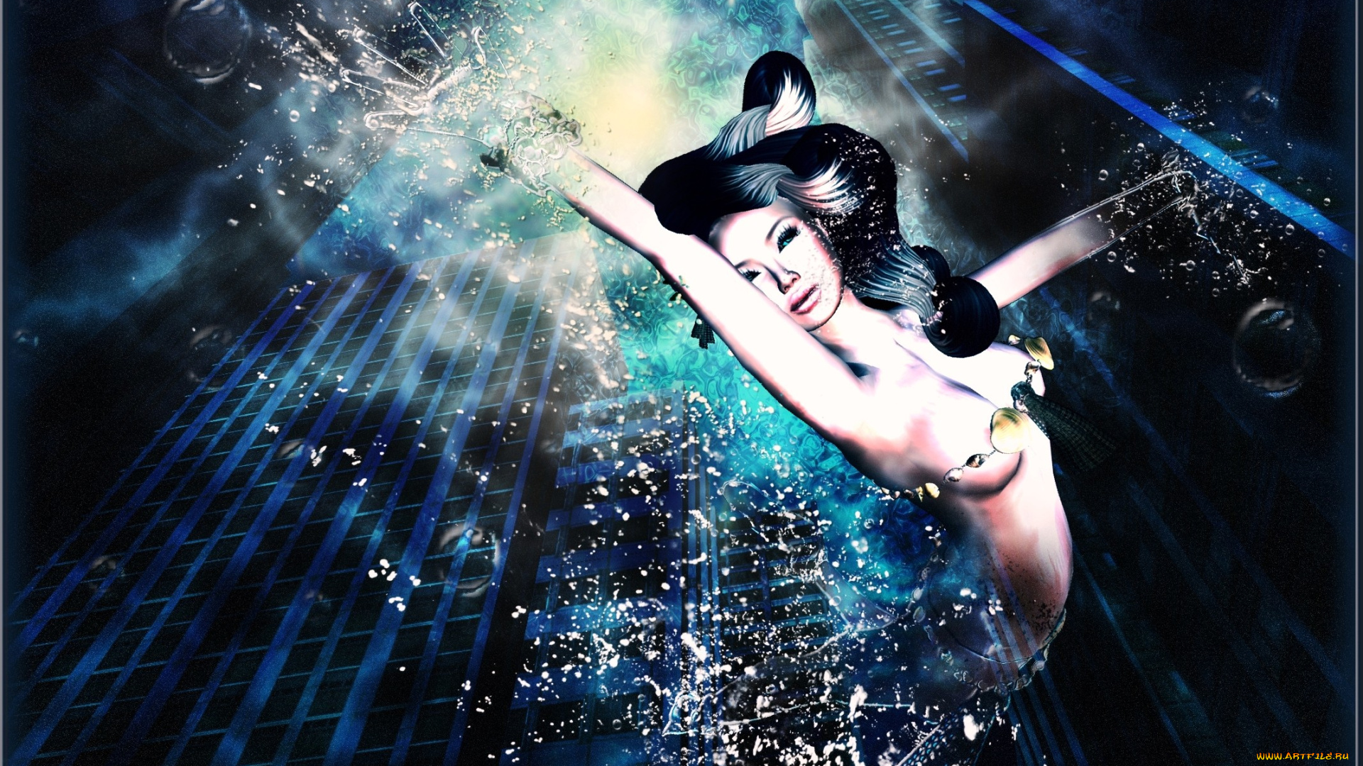 3д, графика, fantasy, фантазия, девушка, вода