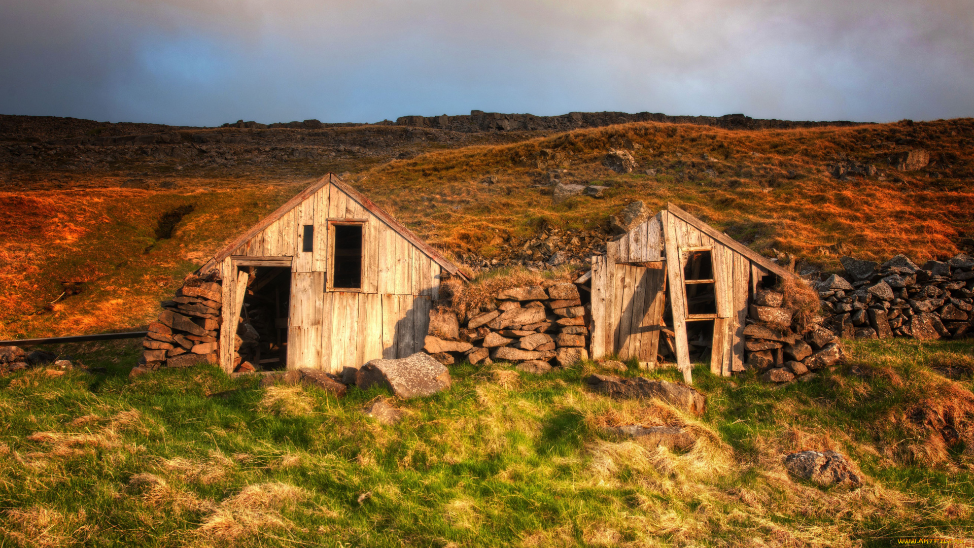 разное, развалины, руины, металлолом, трава, природа, камни