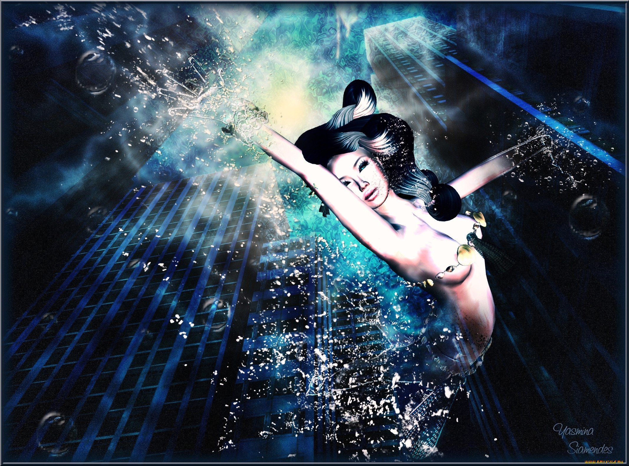 3д, графика, fantasy, фантазия, девушка, вода