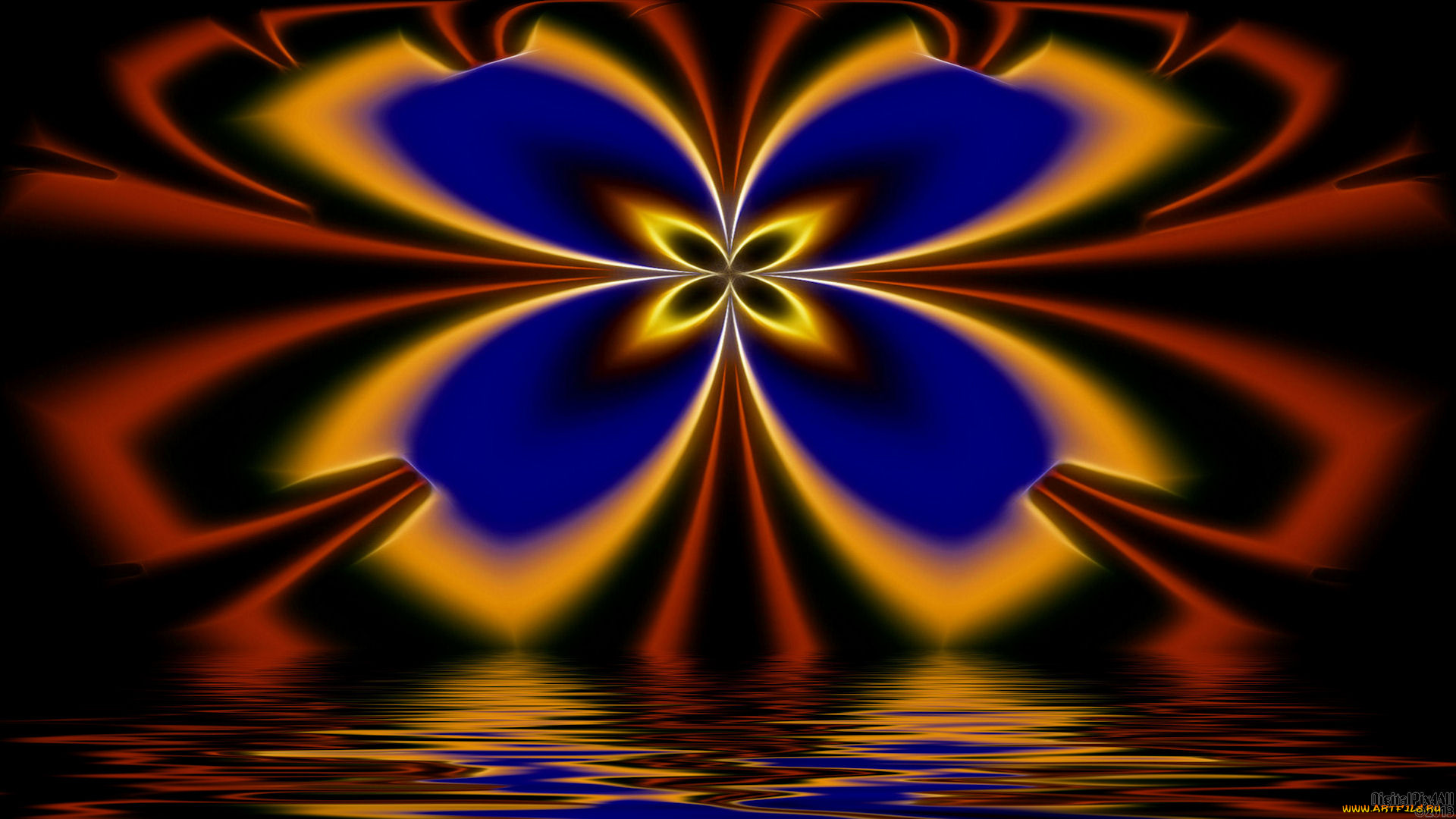 3д, графика, fractal, фракталы, цвета, отражение, фон