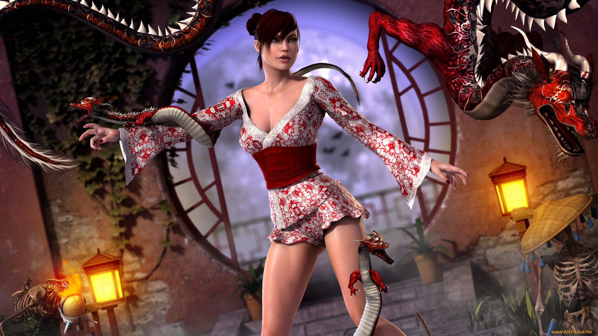 3д, графика, people, люди, дракон