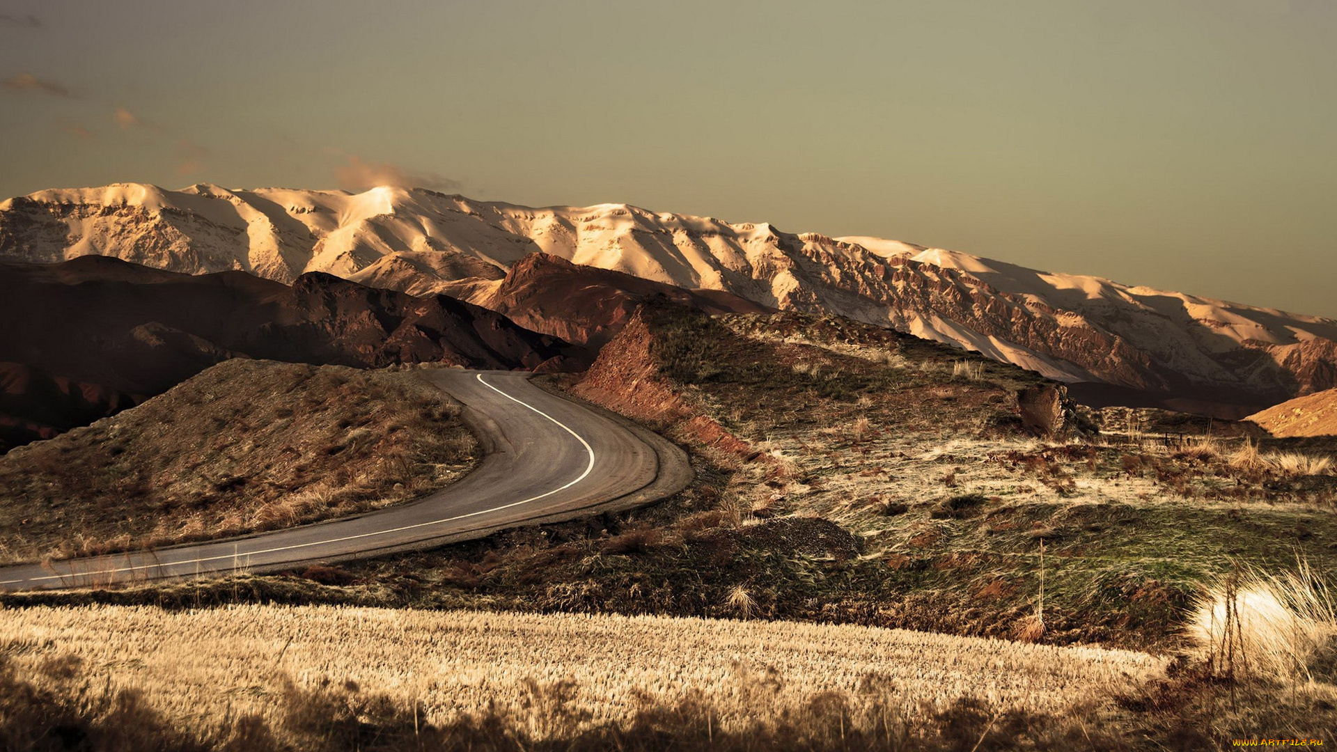 природа, дороги, горы, дорога, трава, камни