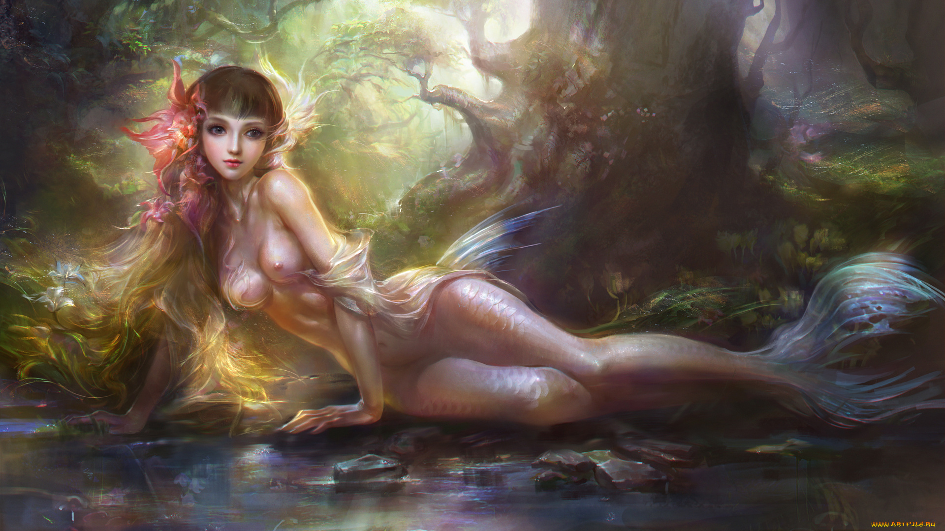 rongrong, wang, фэнтези, русалки, девушка