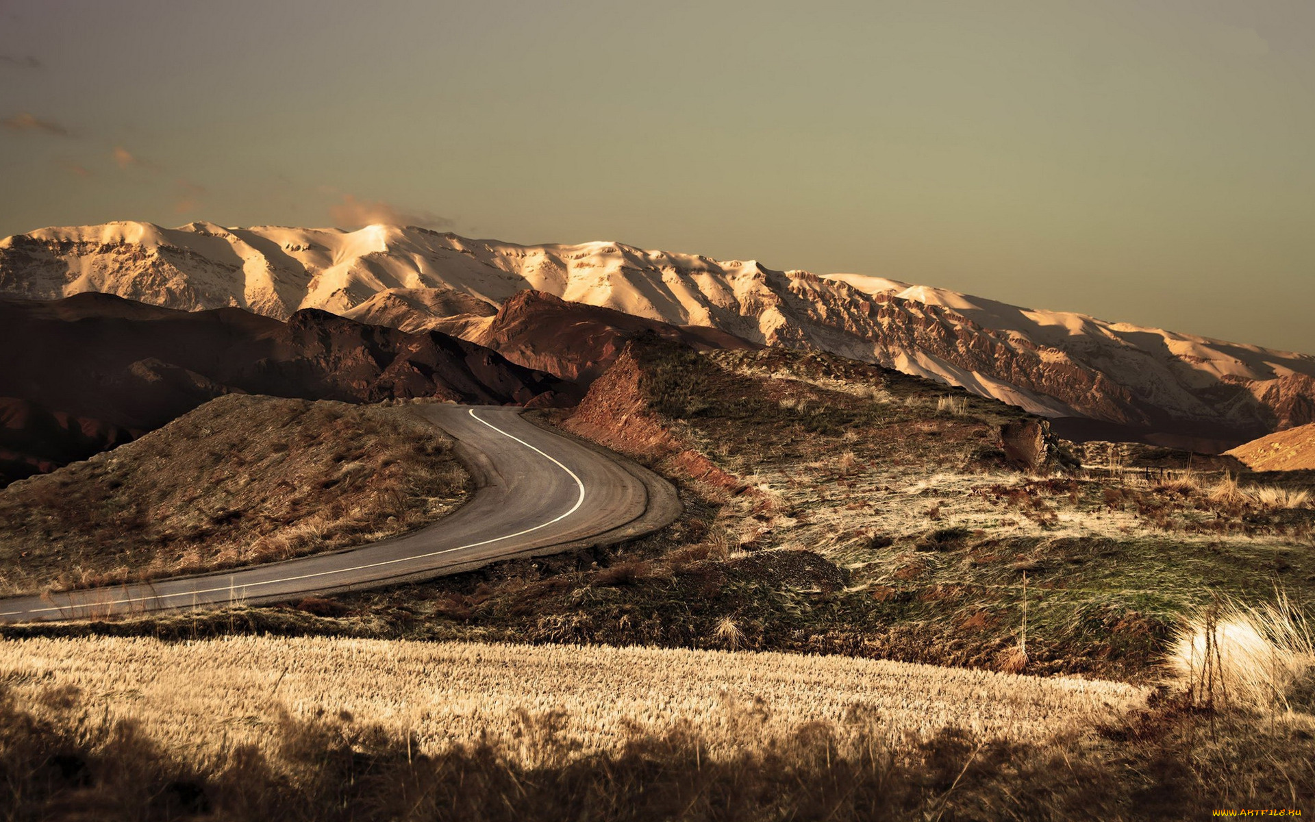 природа, дороги, горы, дорога, трава, камни