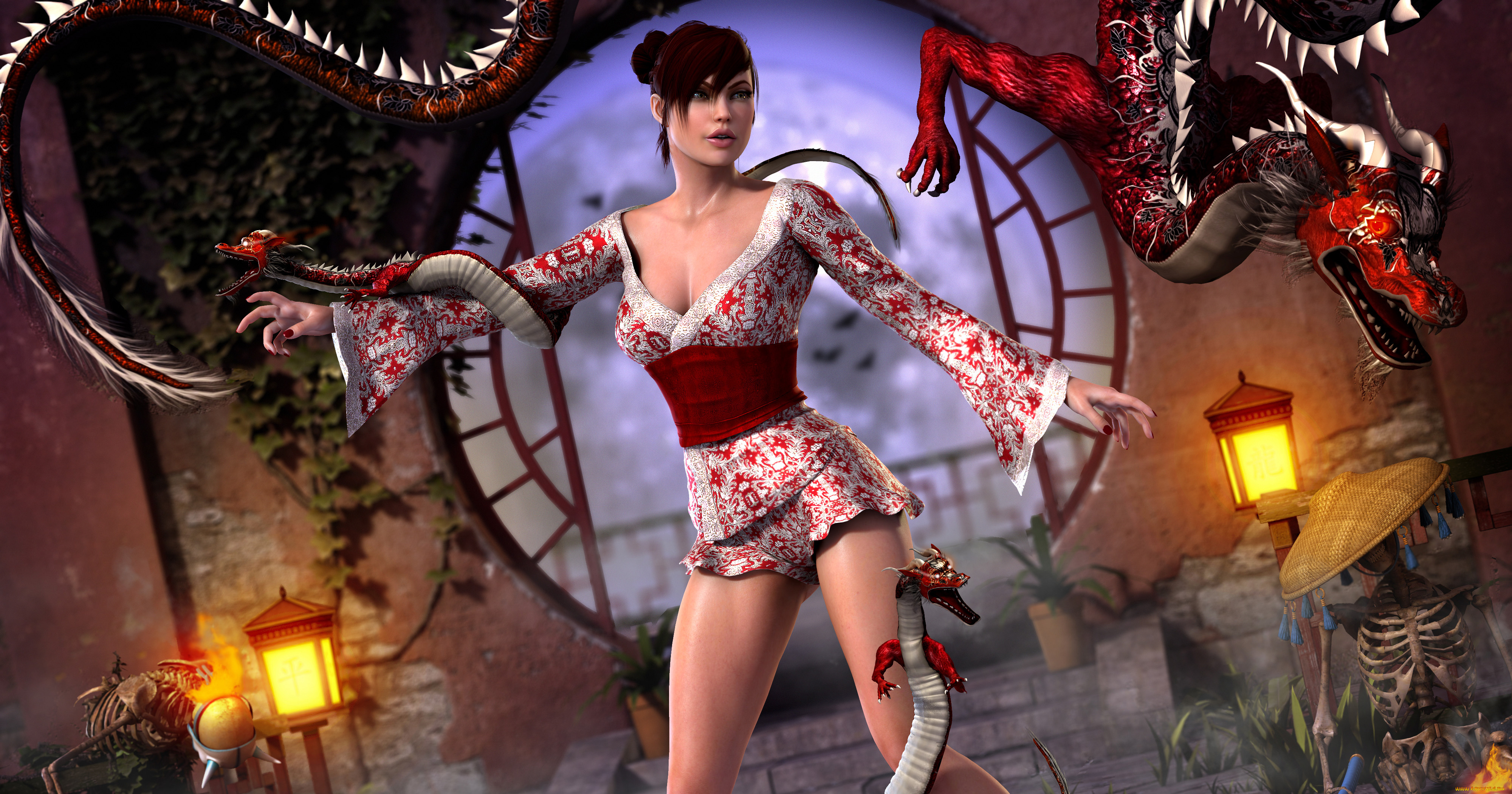 3д, графика, people, люди, дракон