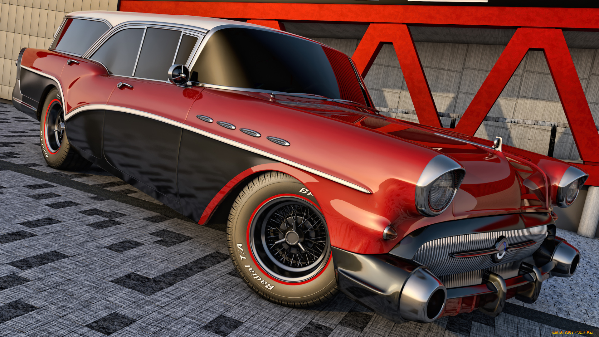 автомобили, 3д, wagon, caballero, century, buick, 1957