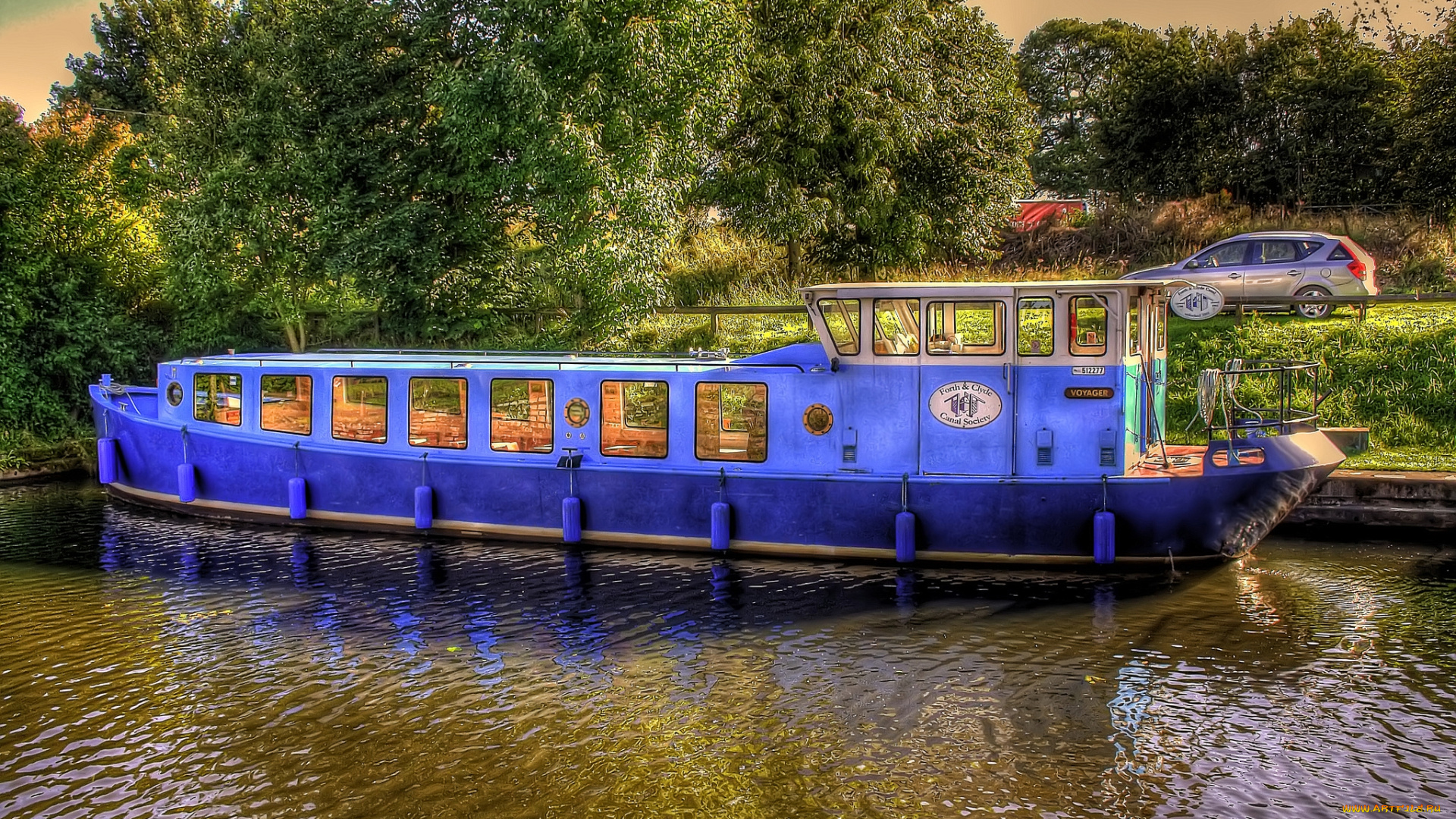 canal, barge, корабли, другое, канал, баржа, причал