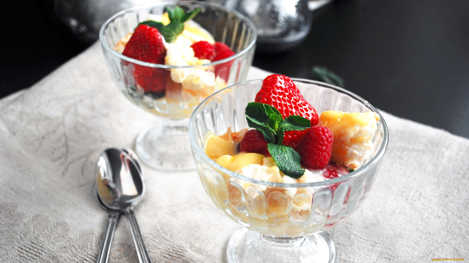 еда, мороженое, , десерты, десерт, клубника, малина