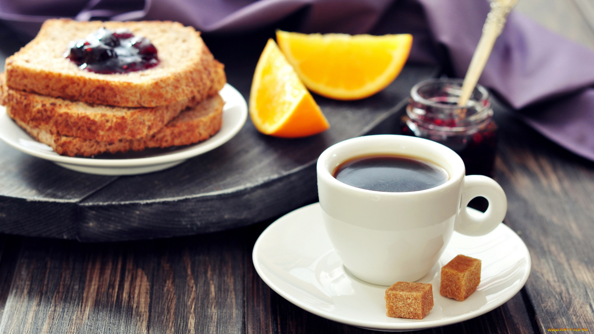 еда, разное, хлеб, апельсин, джем, кофе, сахар