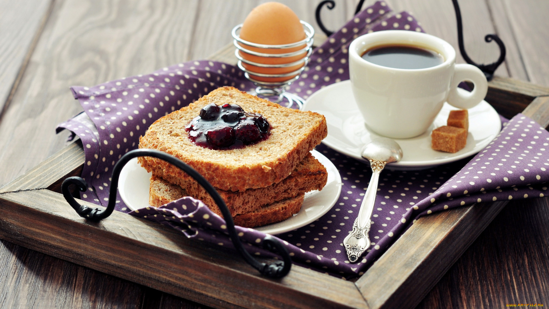 еда, разное, хлеб, джем, кофе, сахар, яйцо