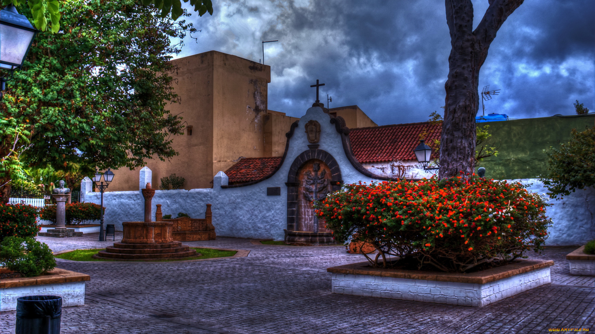 испания, канарытерор, города, -, улицы, , площади, , набережные, испания, канары, терор, площадь, цветы, деревья