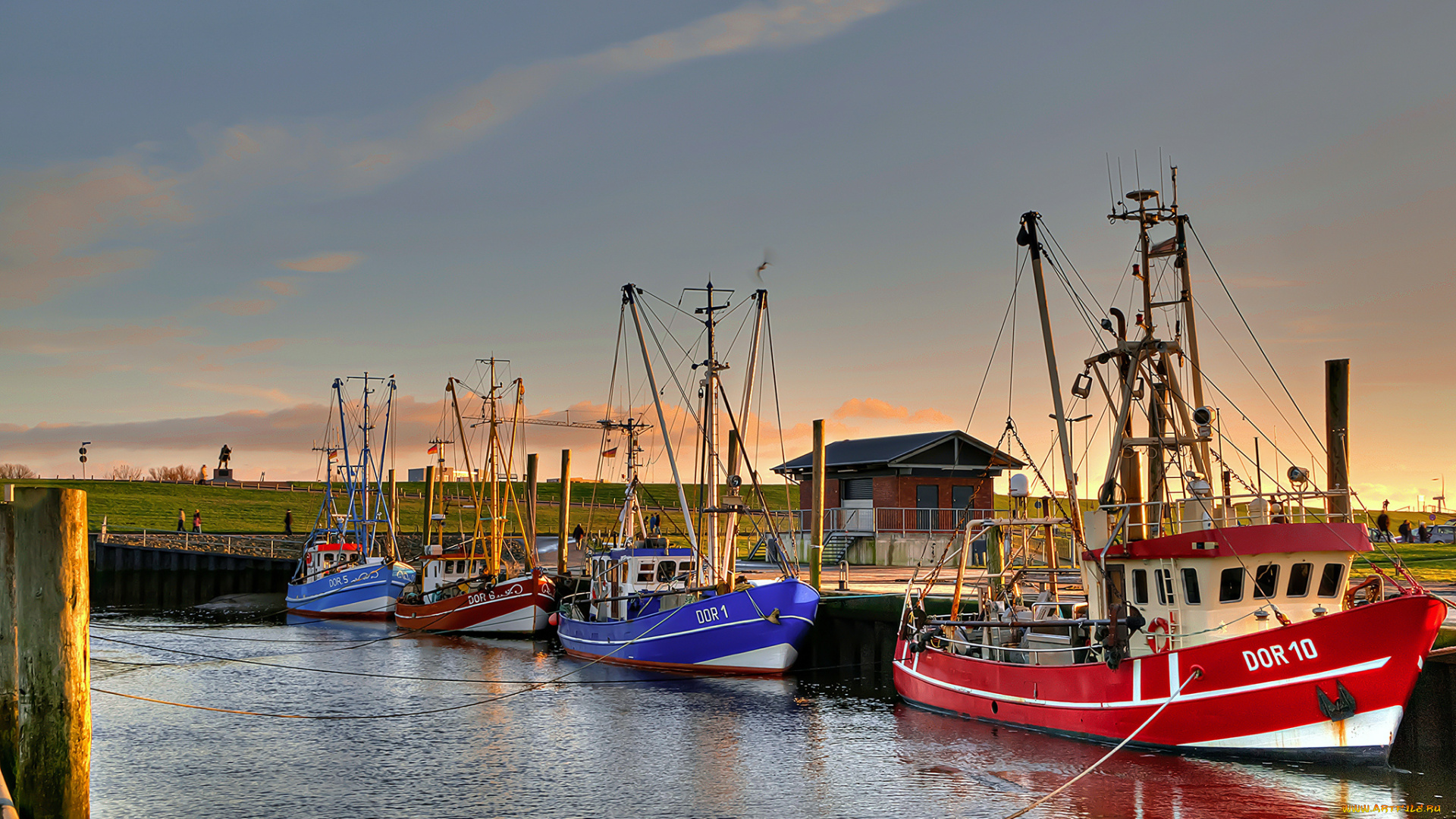корабли, баркасы, , , буксиры, суда, рыболовецкие, причал, канал