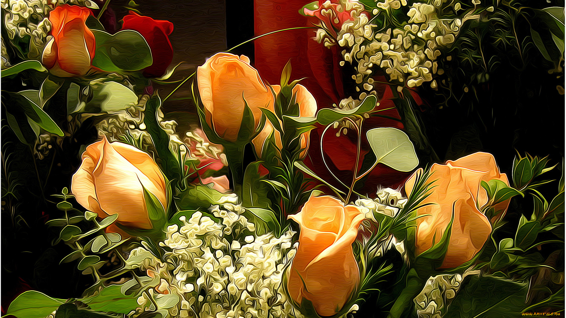 разное, компьютерный, дизайн, цветы, розы