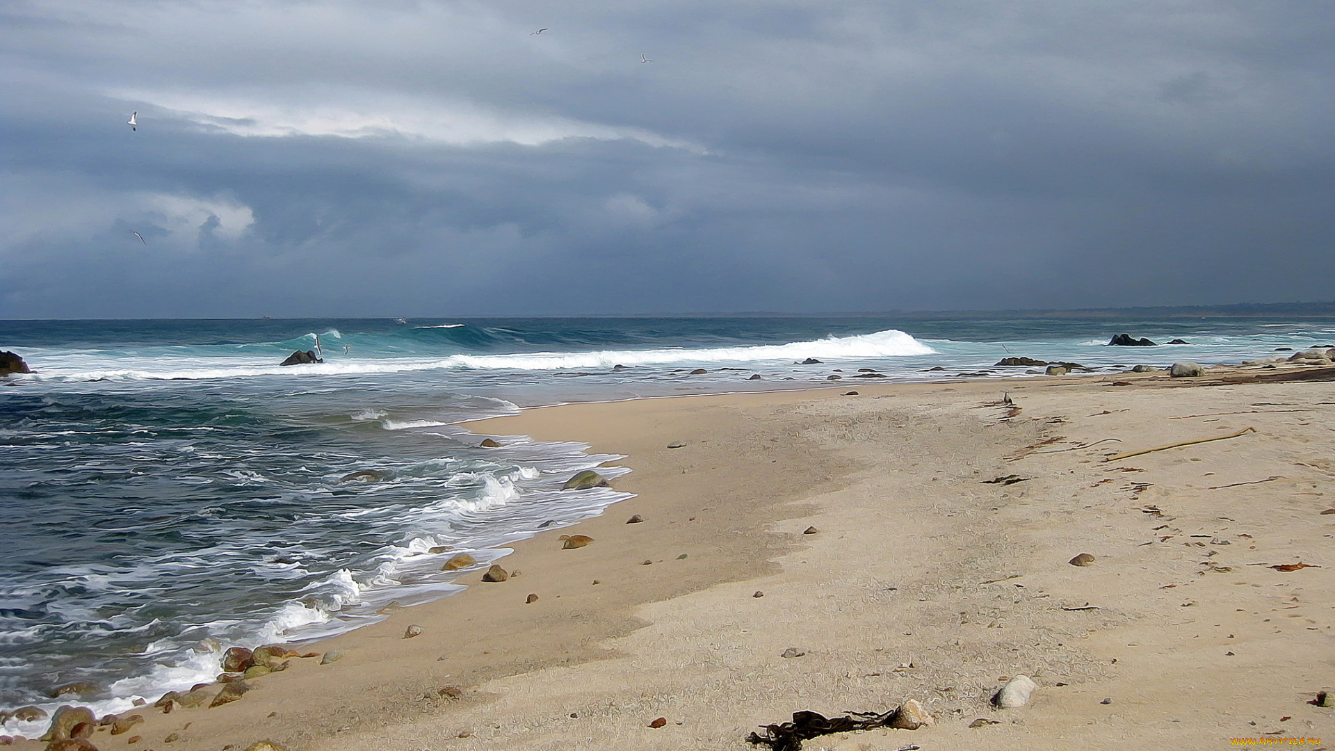 разное, компьютерный, дизайн, побережье