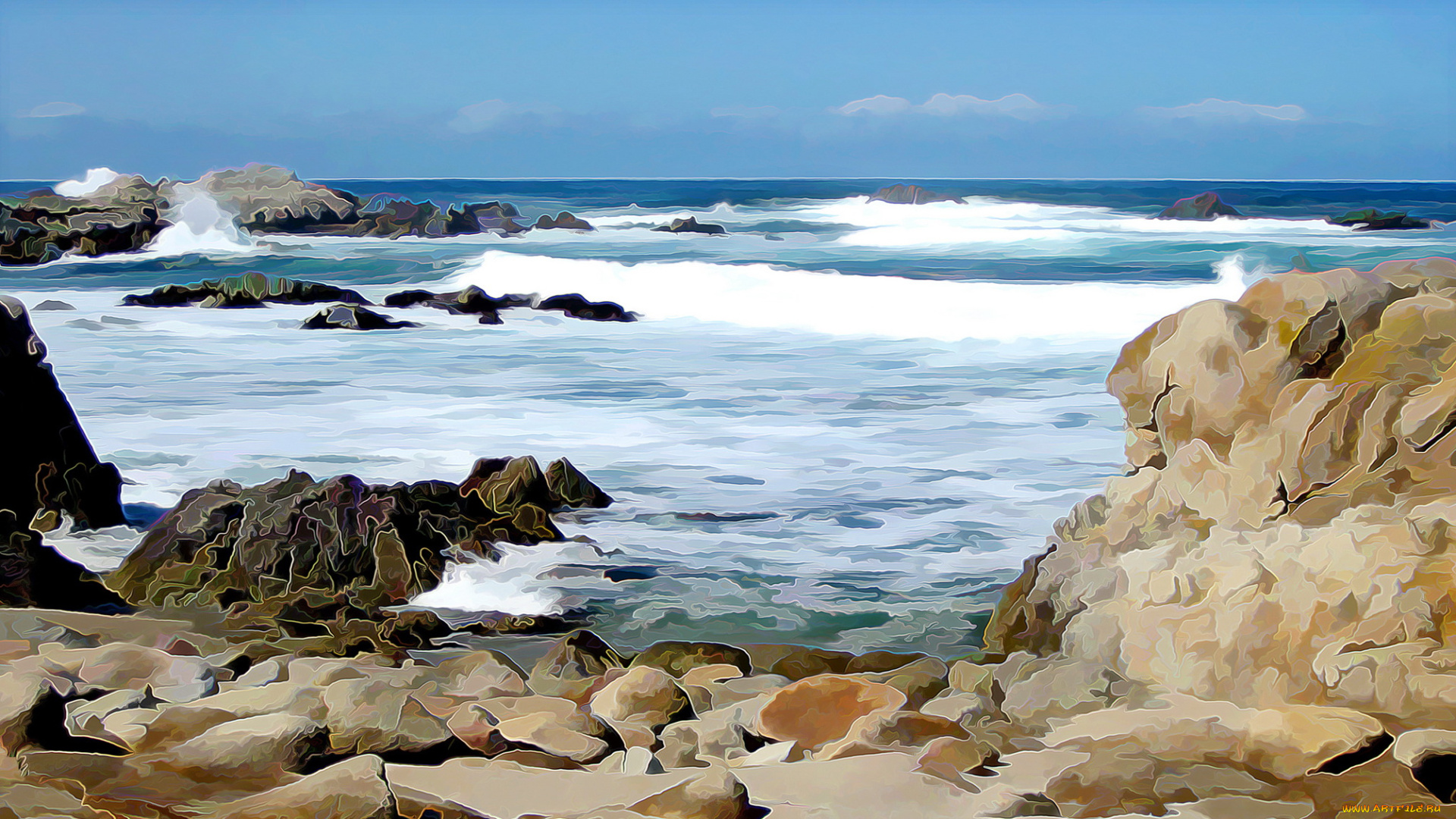 разное, компьютерный, дизайн, побережье