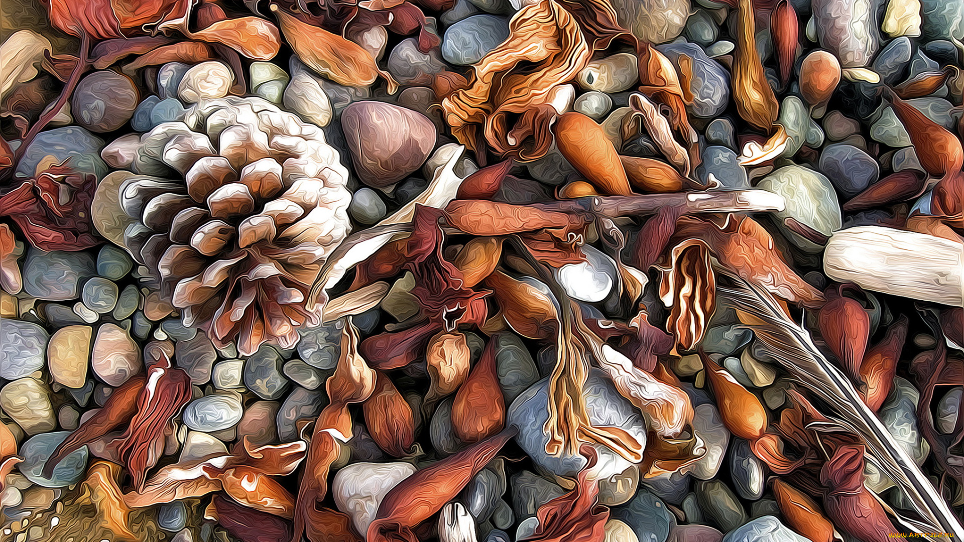 разное, компьютерный, дизайн, шишка, камни