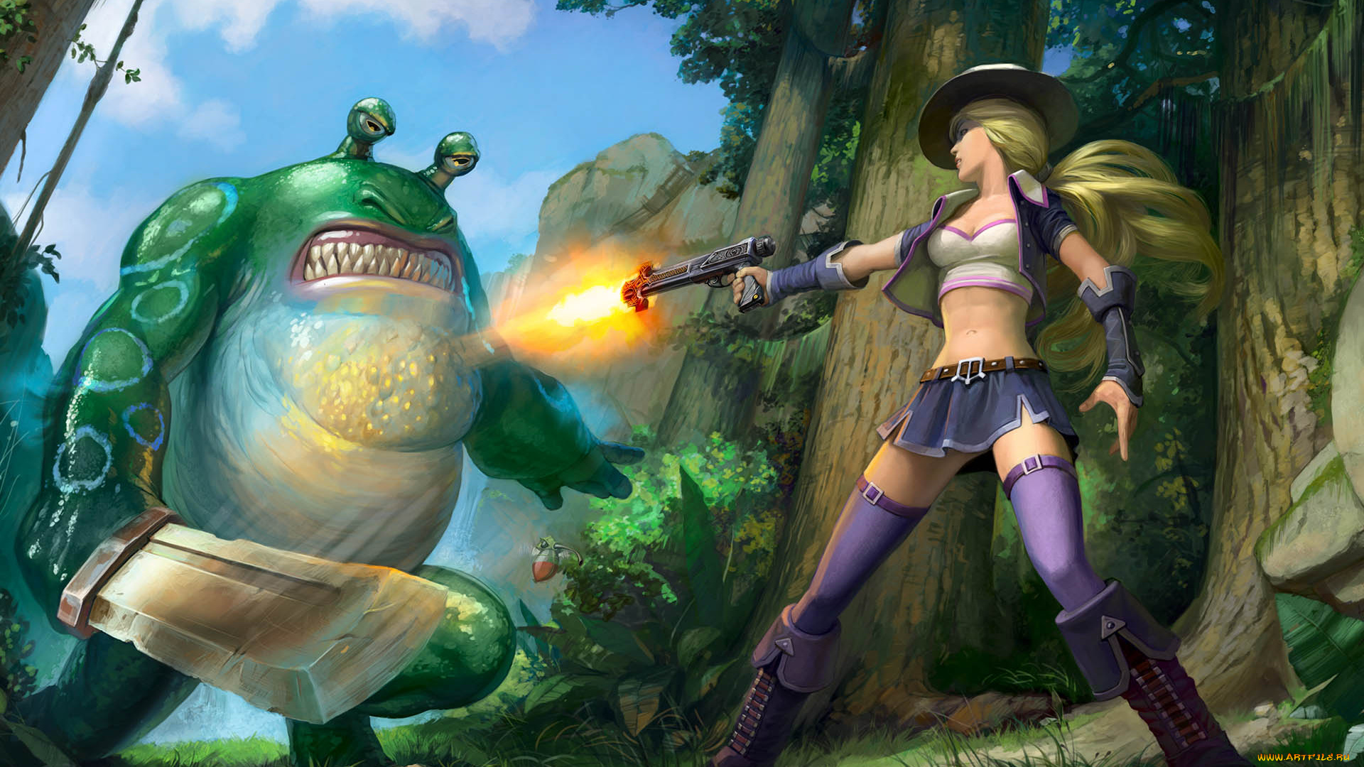 royal, quest, видео, игры, девушка, монстр, чудовище, жаба, оружие