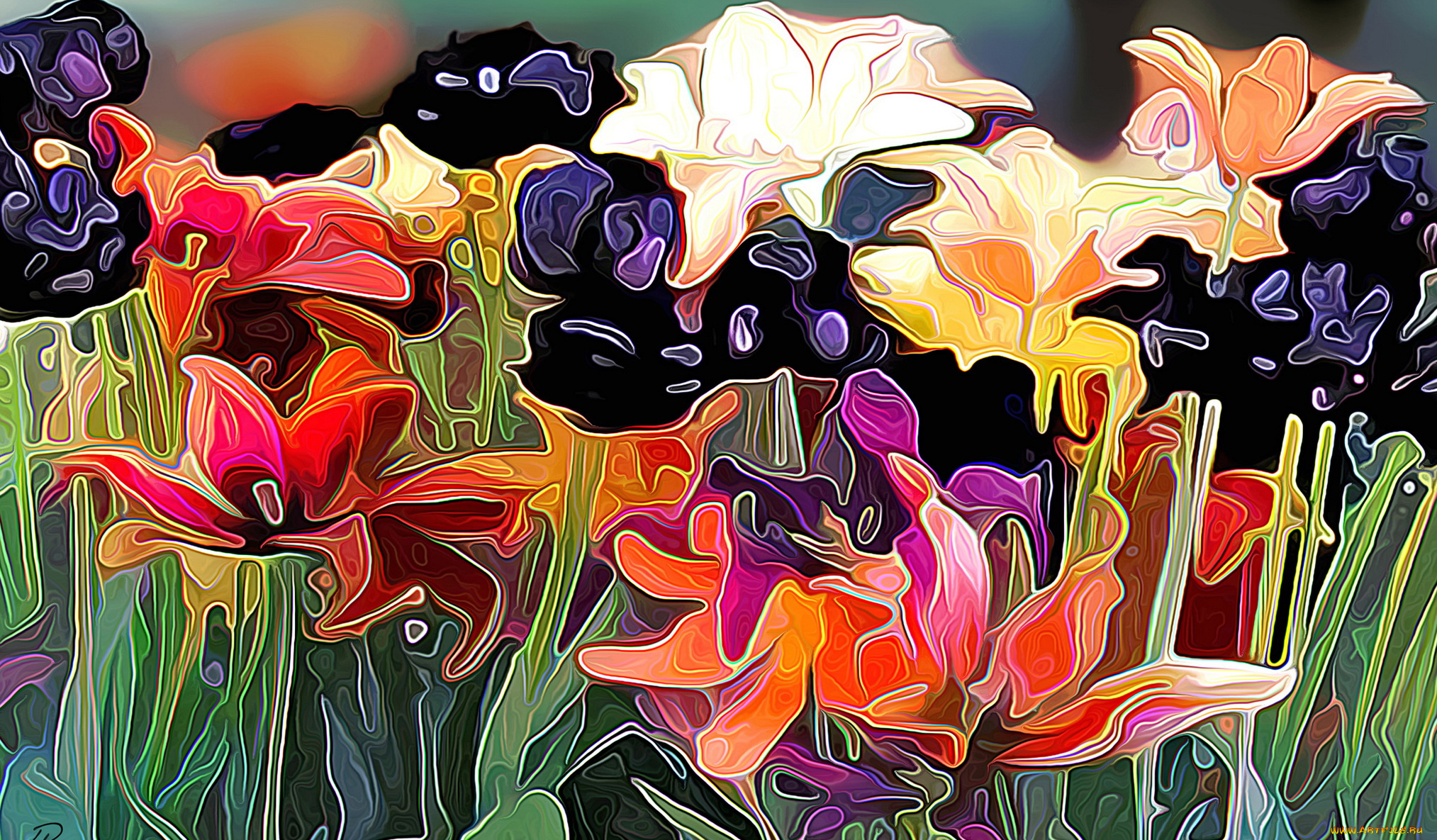 разное, компьютерный, дизайн, цветы