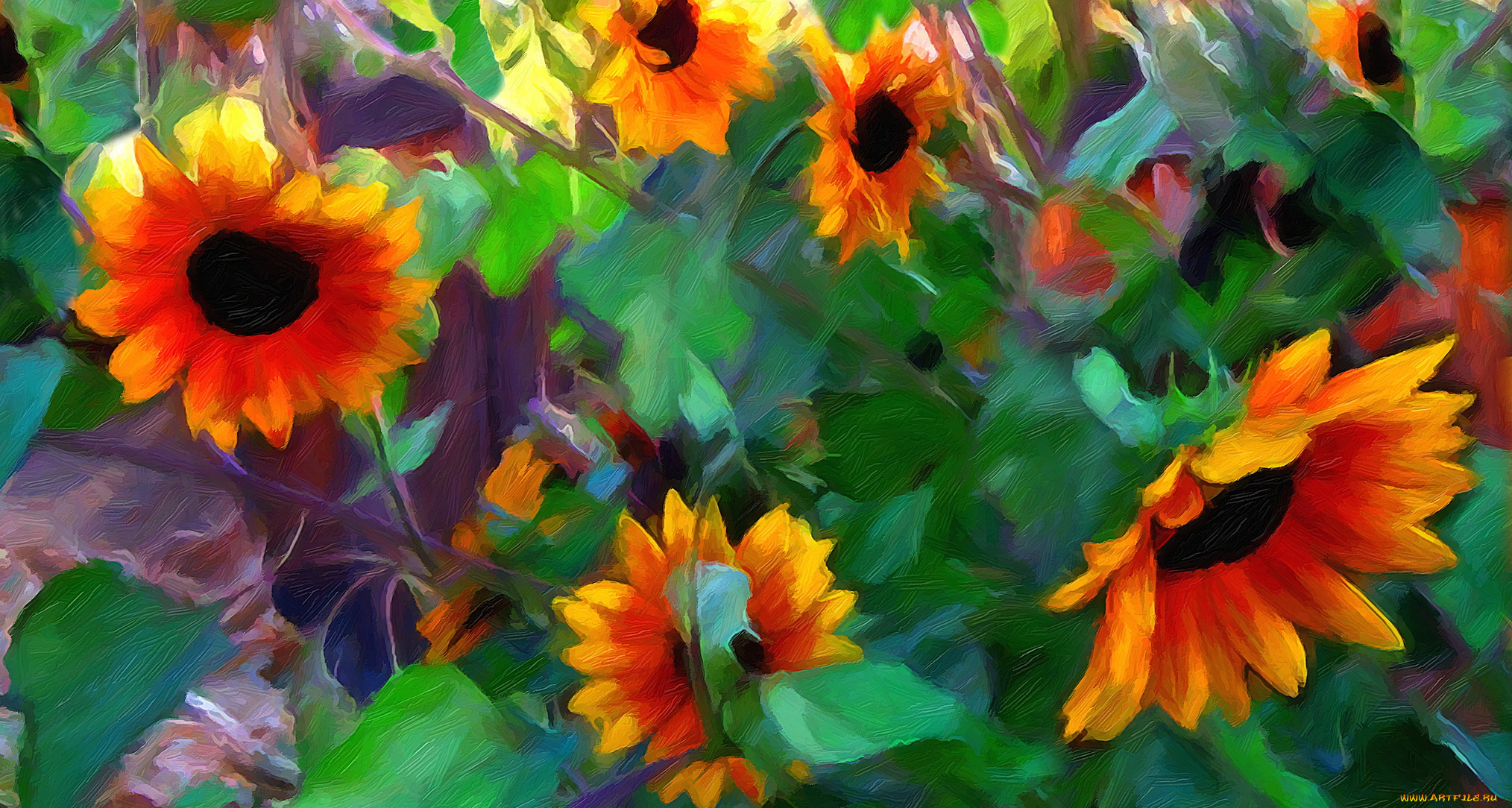 рисованные, цветы