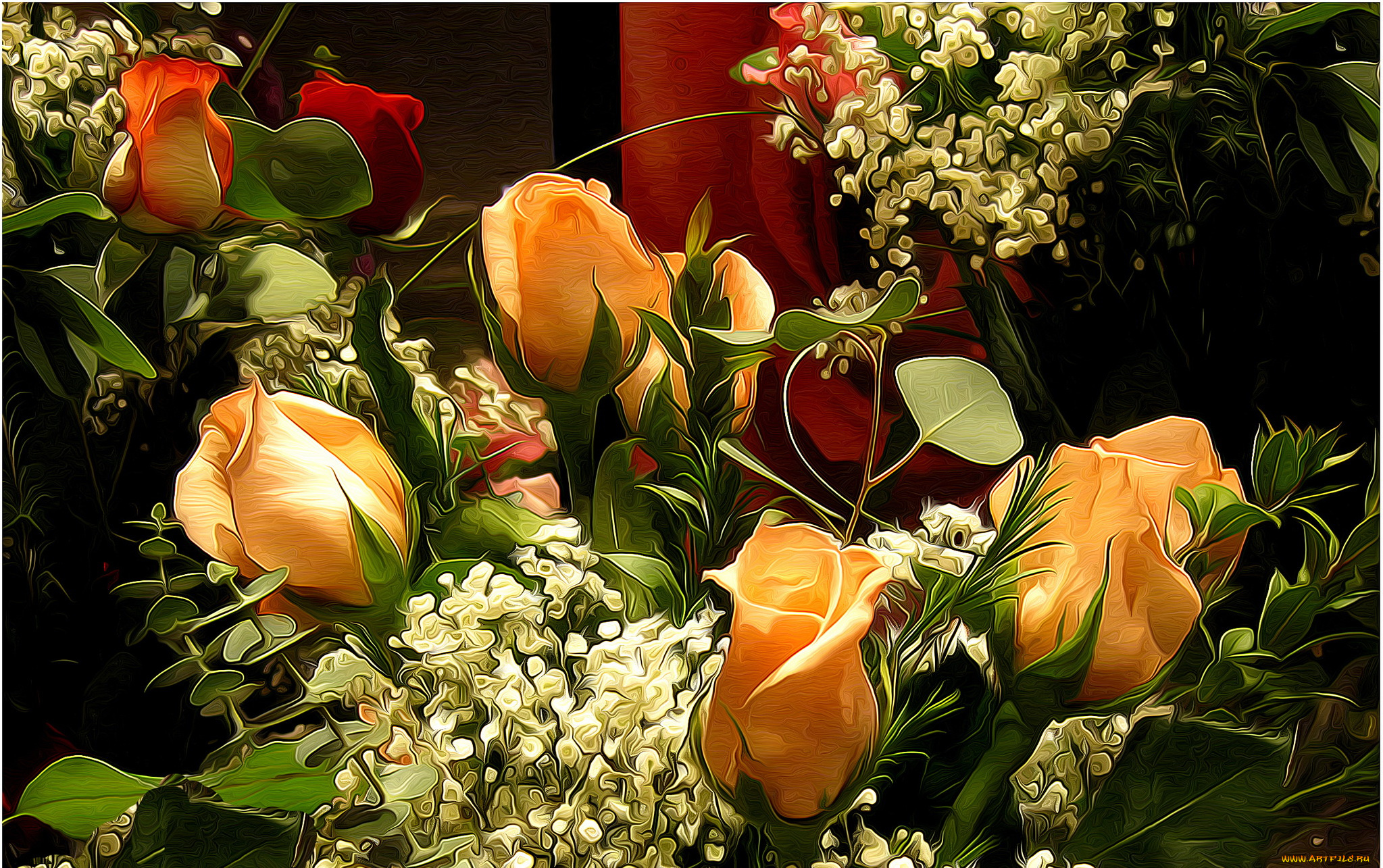 разное, компьютерный, дизайн, цветы, розы