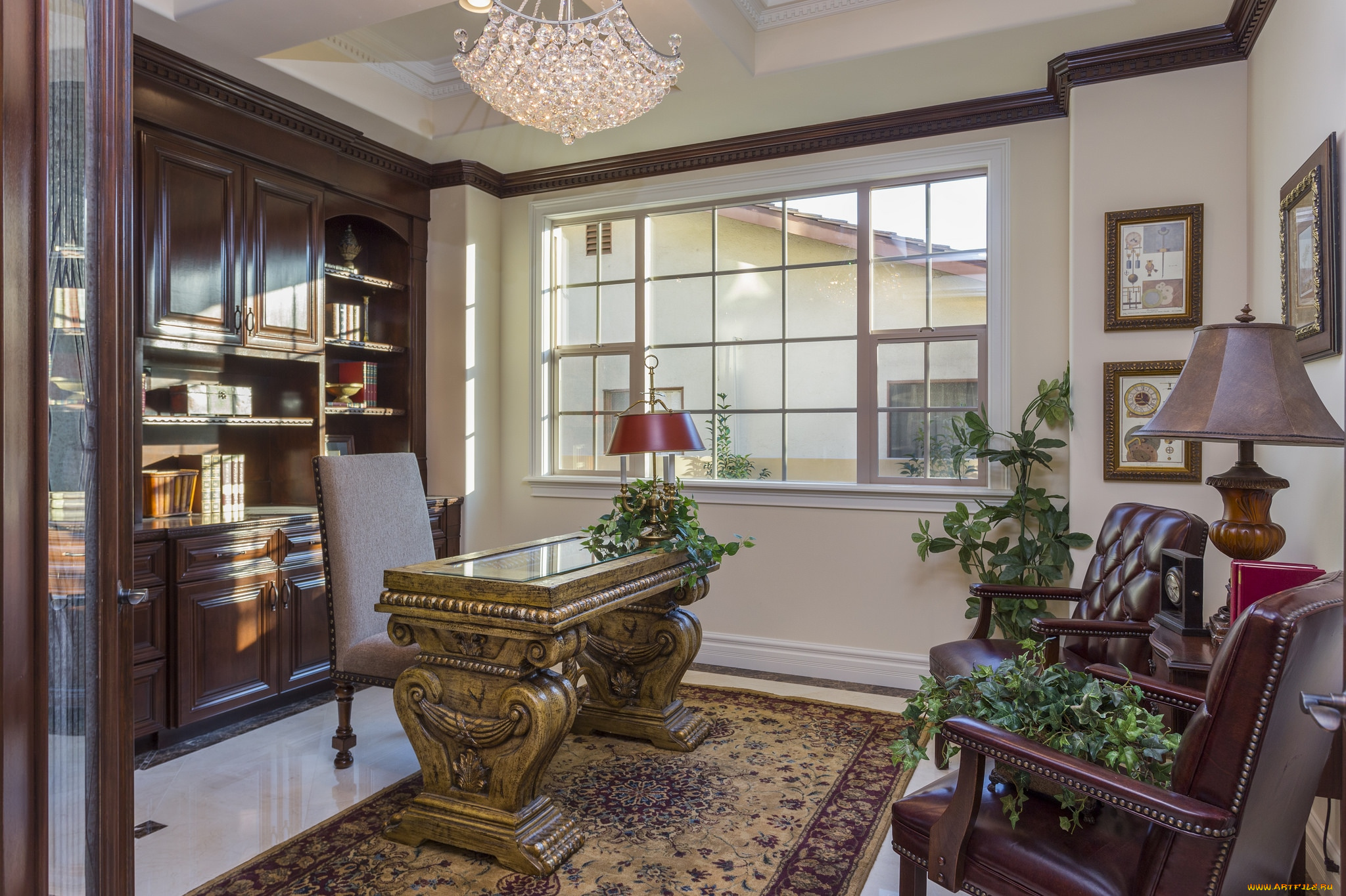 интерьер, кабинет, , библиотека, , офис, книги, стол, кресло