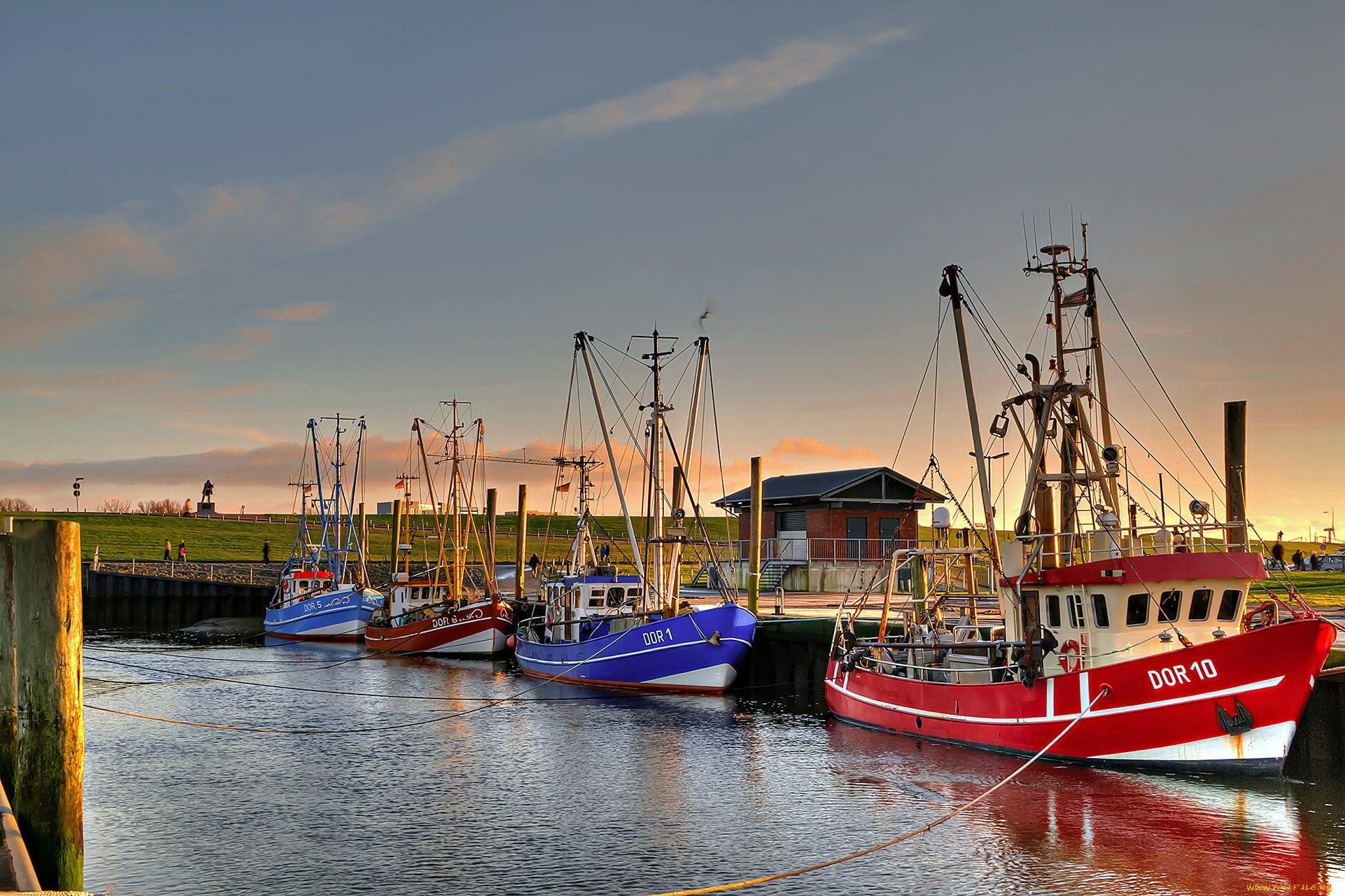 корабли, баркасы, , , буксиры, суда, рыболовецкие, причал, канал
