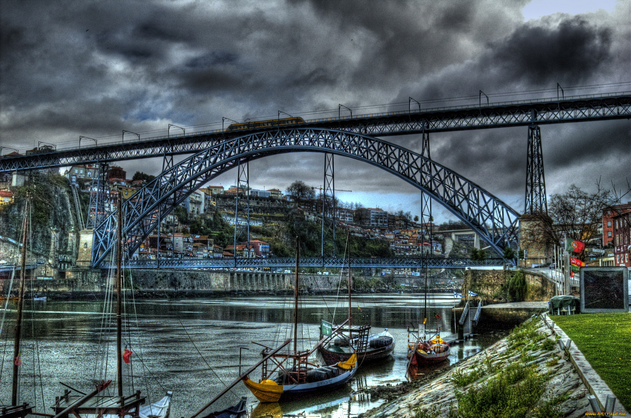 porto, , portugal, города, -, мосты, porto, portugal, порто, португалия, дома, река, мост