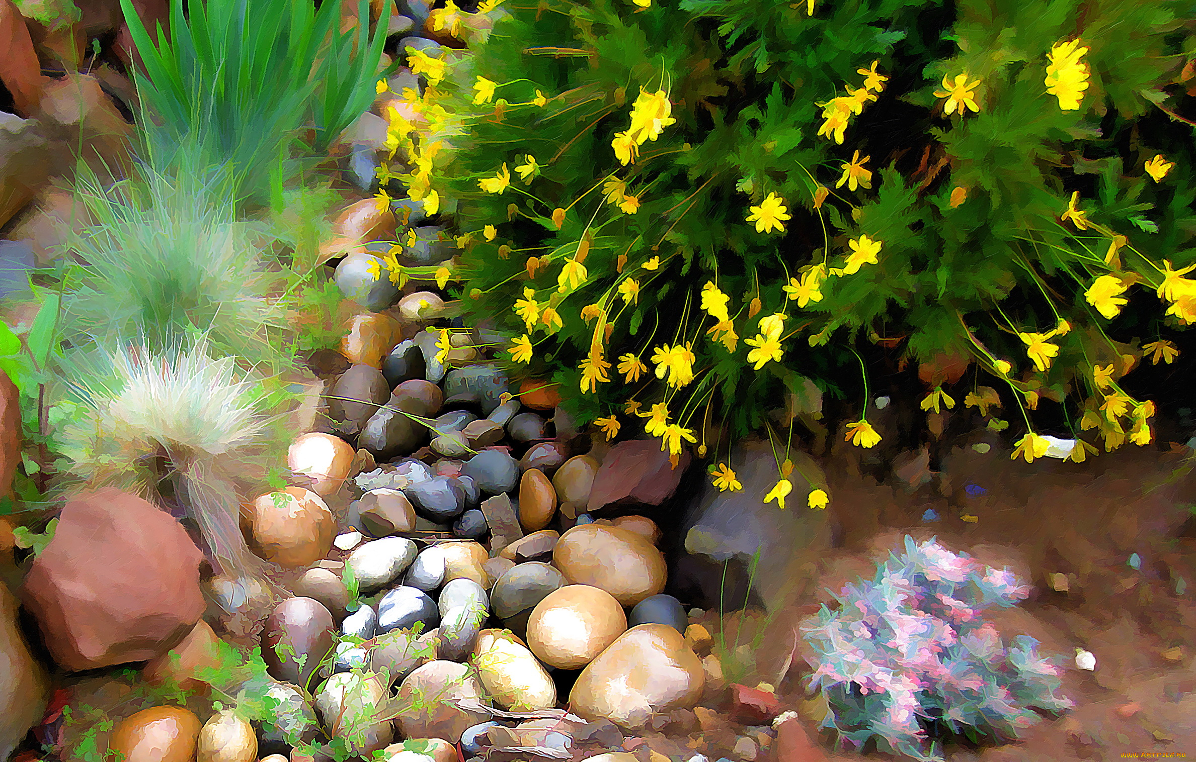 разное, компьютерный, дизайн, камни, цветы