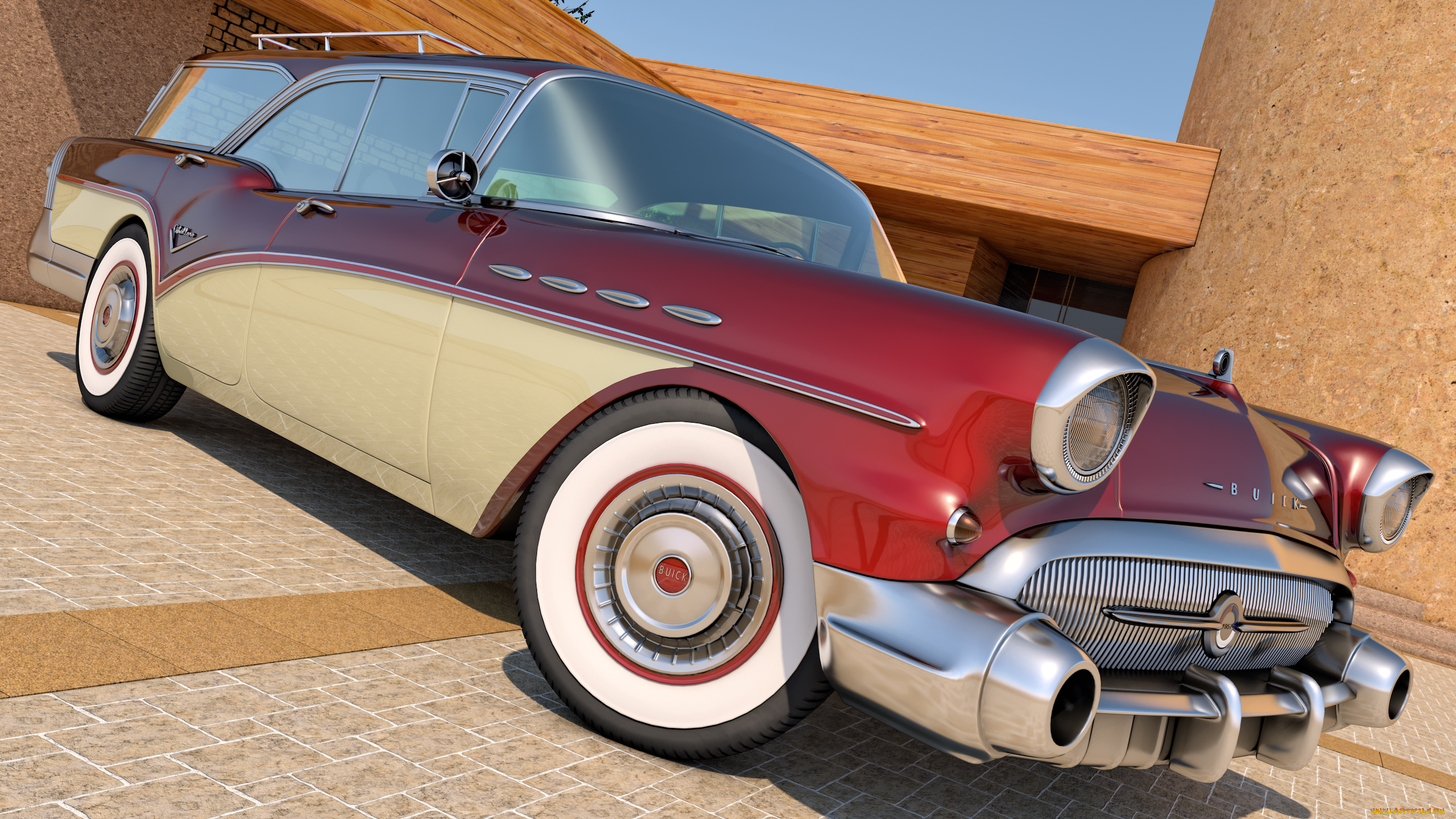 автомобили, 3д, wagon, caballero, century, buick, 1957