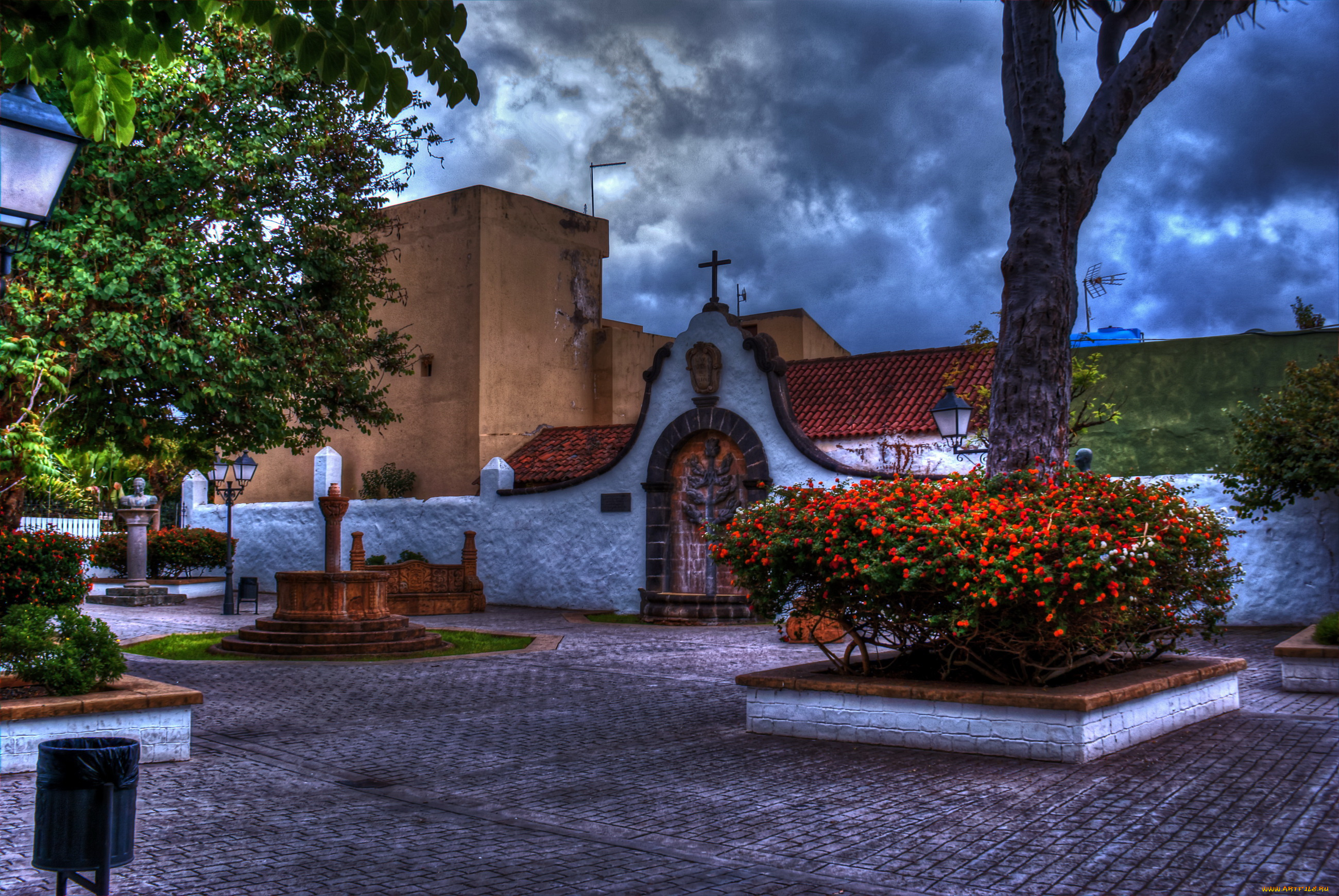 испания, канарытерор, города, -, улицы, , площади, , набережные, испания, канары, терор, площадь, цветы, деревья